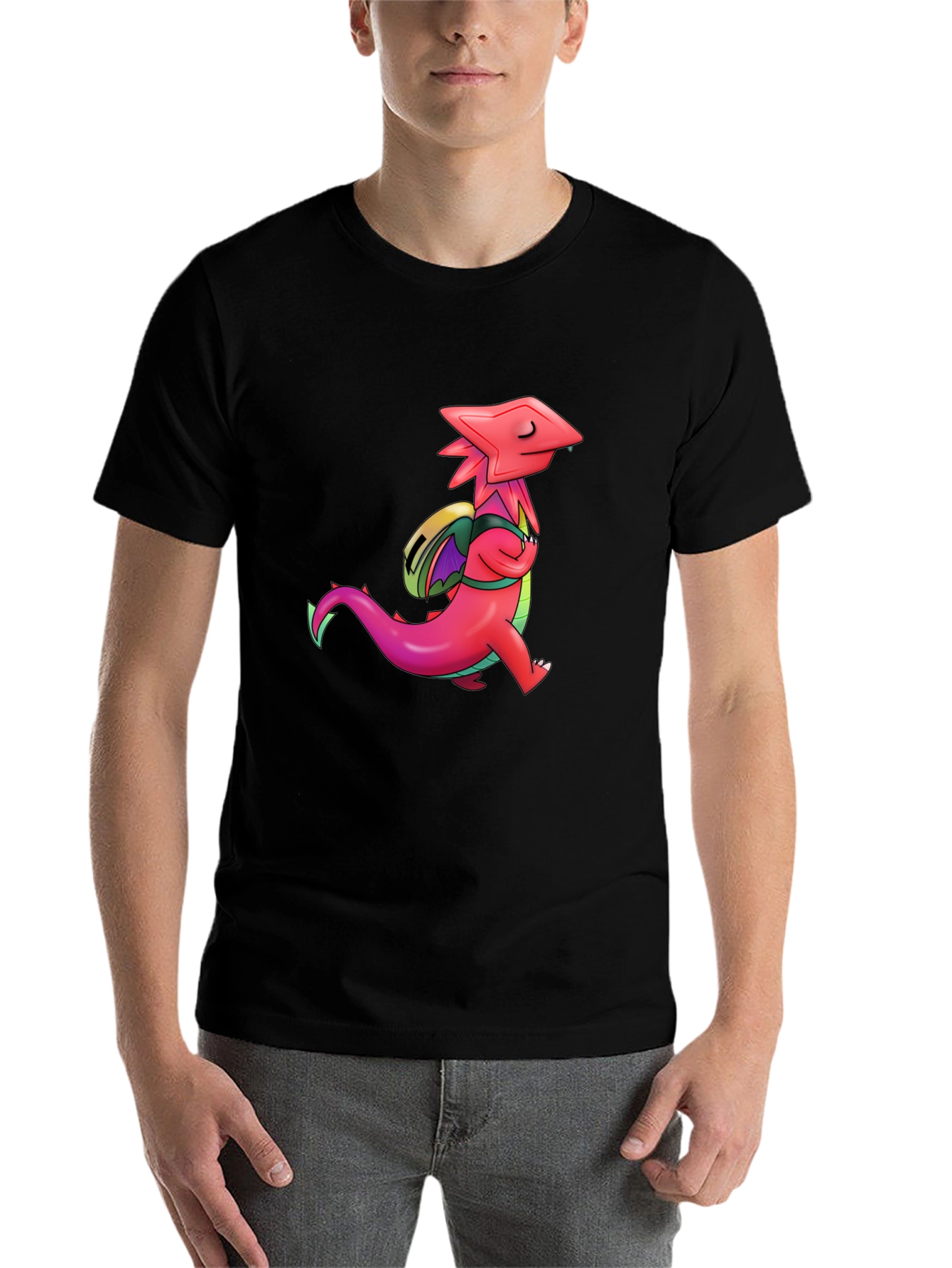 Black Cool Dragon Graphic Black Tee view 7