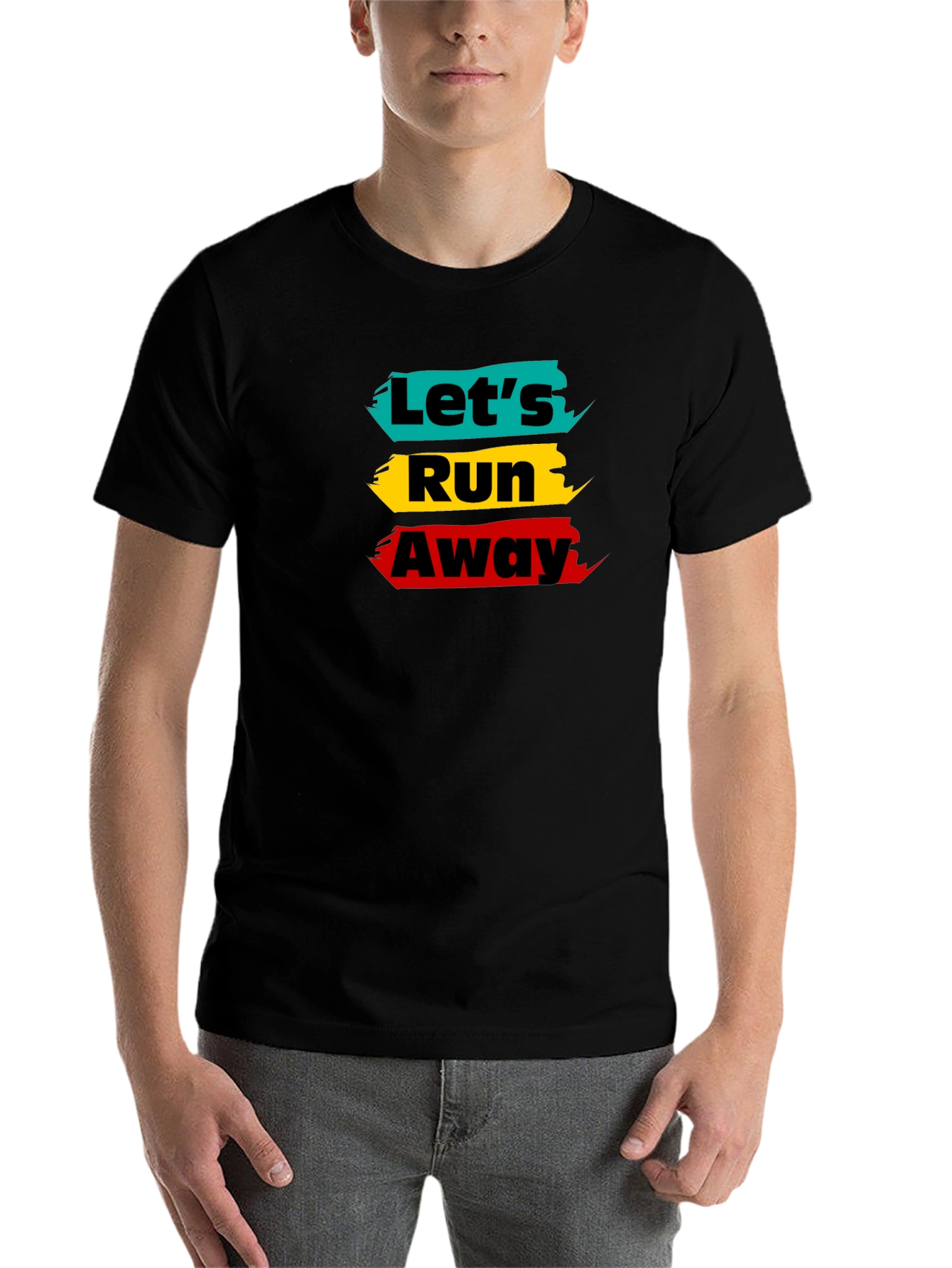 Black Let's Run Away Graphic Tee - Trendy Design view 7