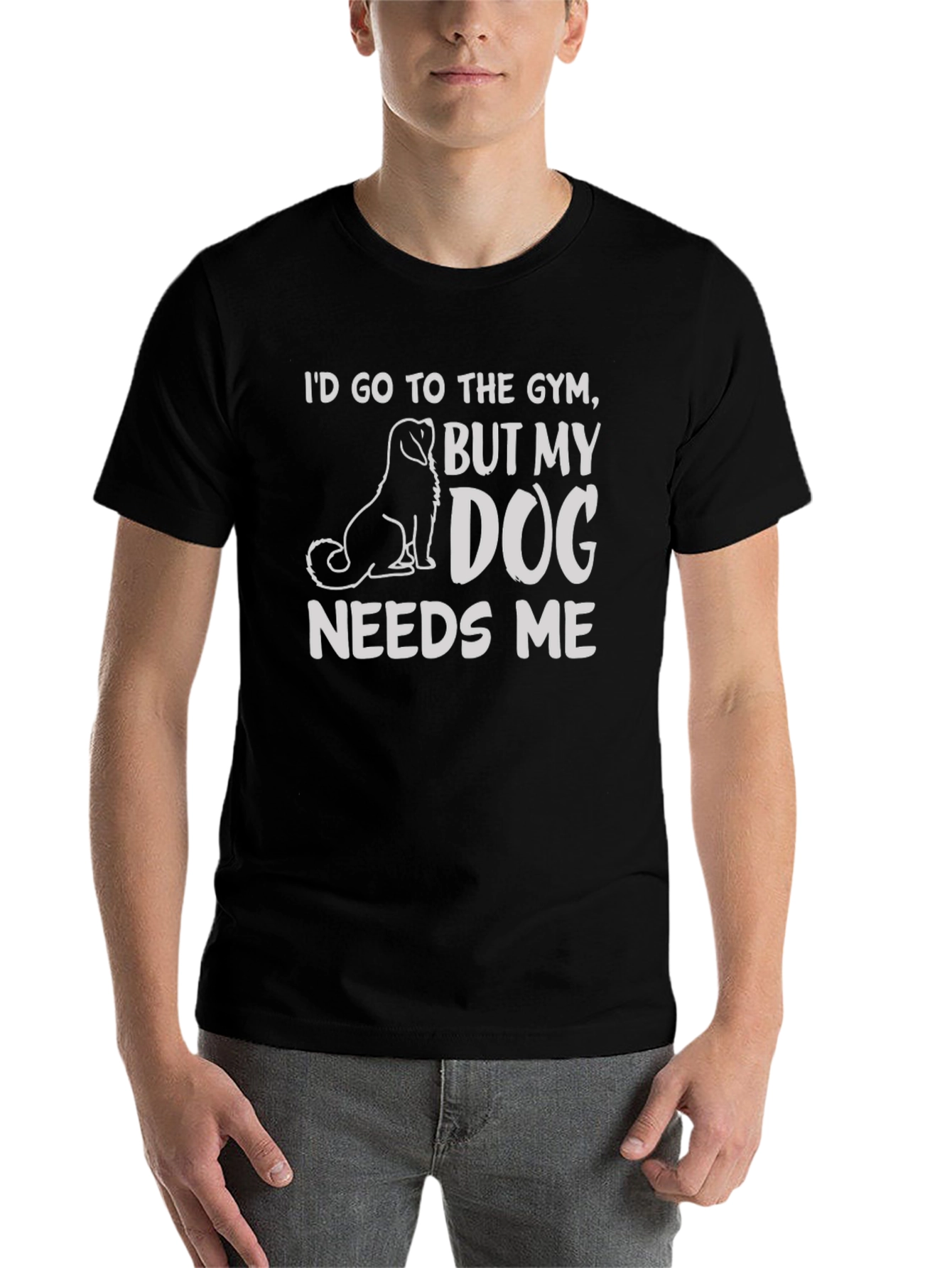 Black Dog Needs Me T-Shirt - Gym Humor Tee view 7
