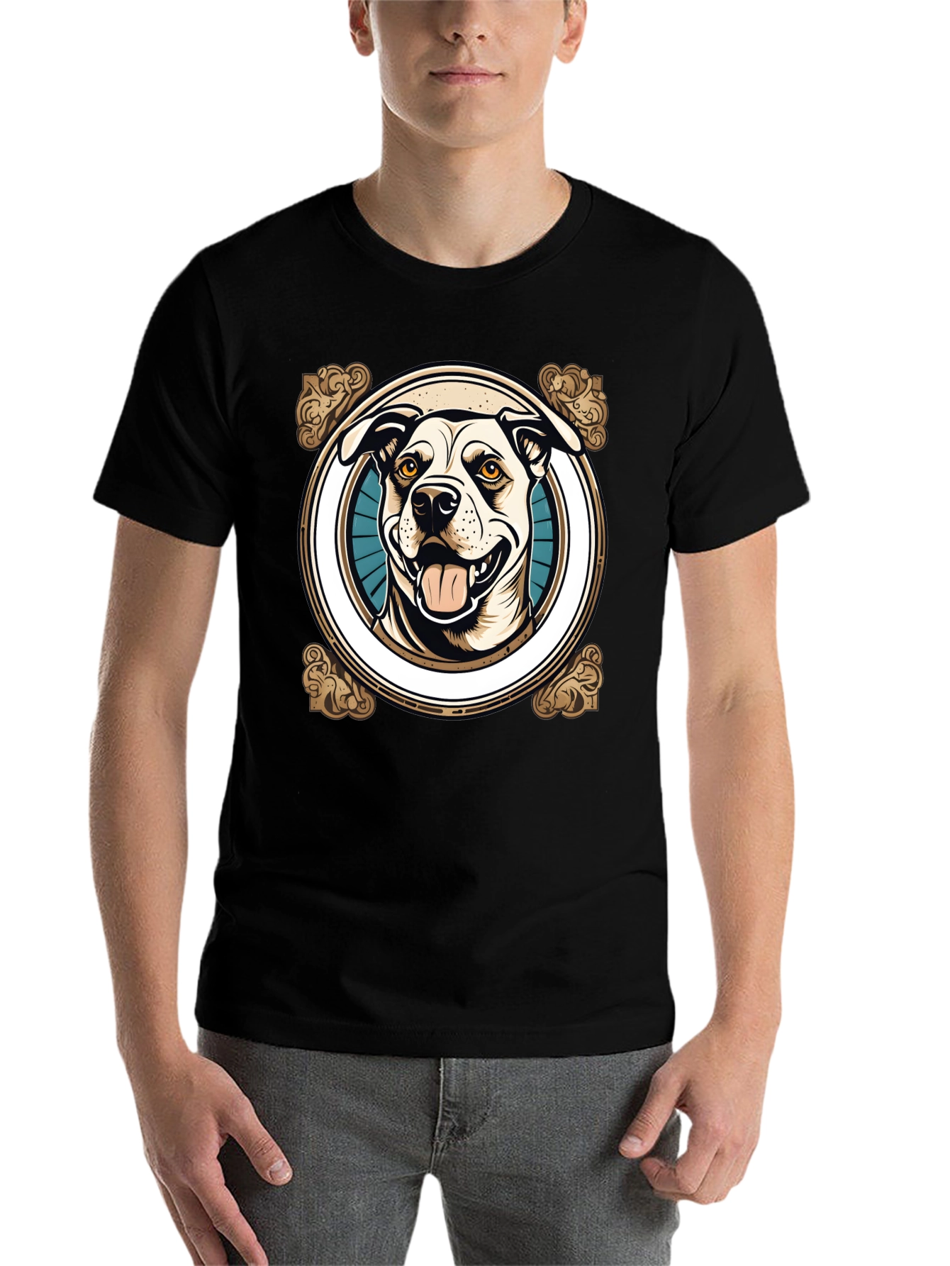 Black Dog Graphic T-Shirt -  Unisex Crew Neck view 7