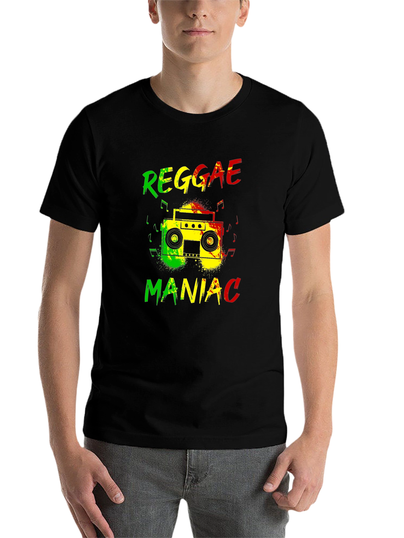 Black Reggae Maniac Graphic T-Shirt view 7