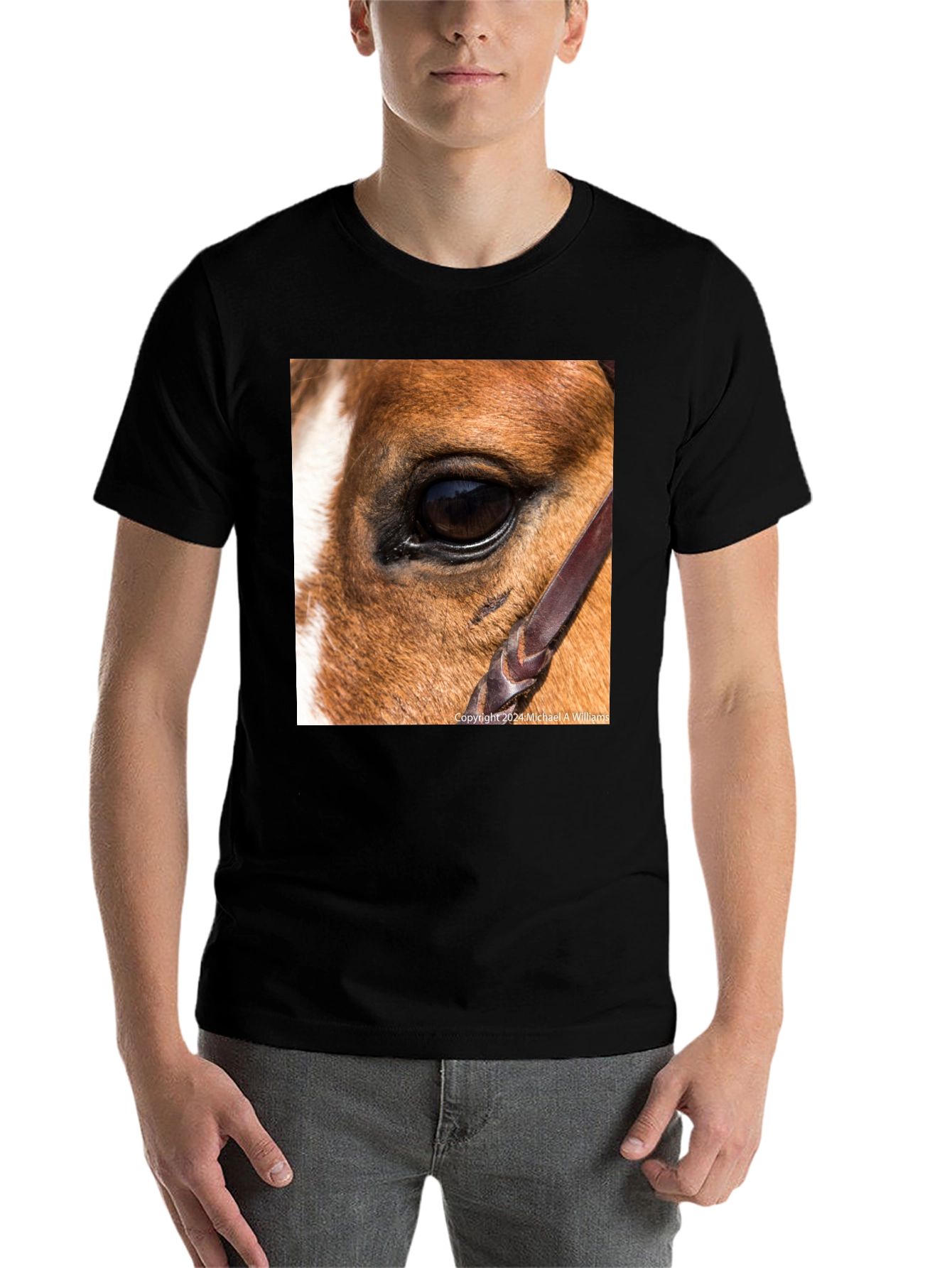 Black Horse Eye Graphic Tee - Unique Animal Lover's Shirt view 7