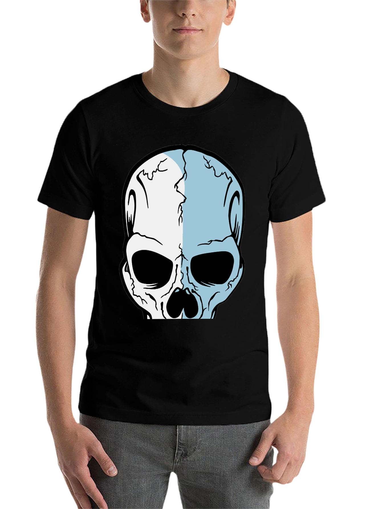 Black Skull Graphic Print Black T-Shirt view 7