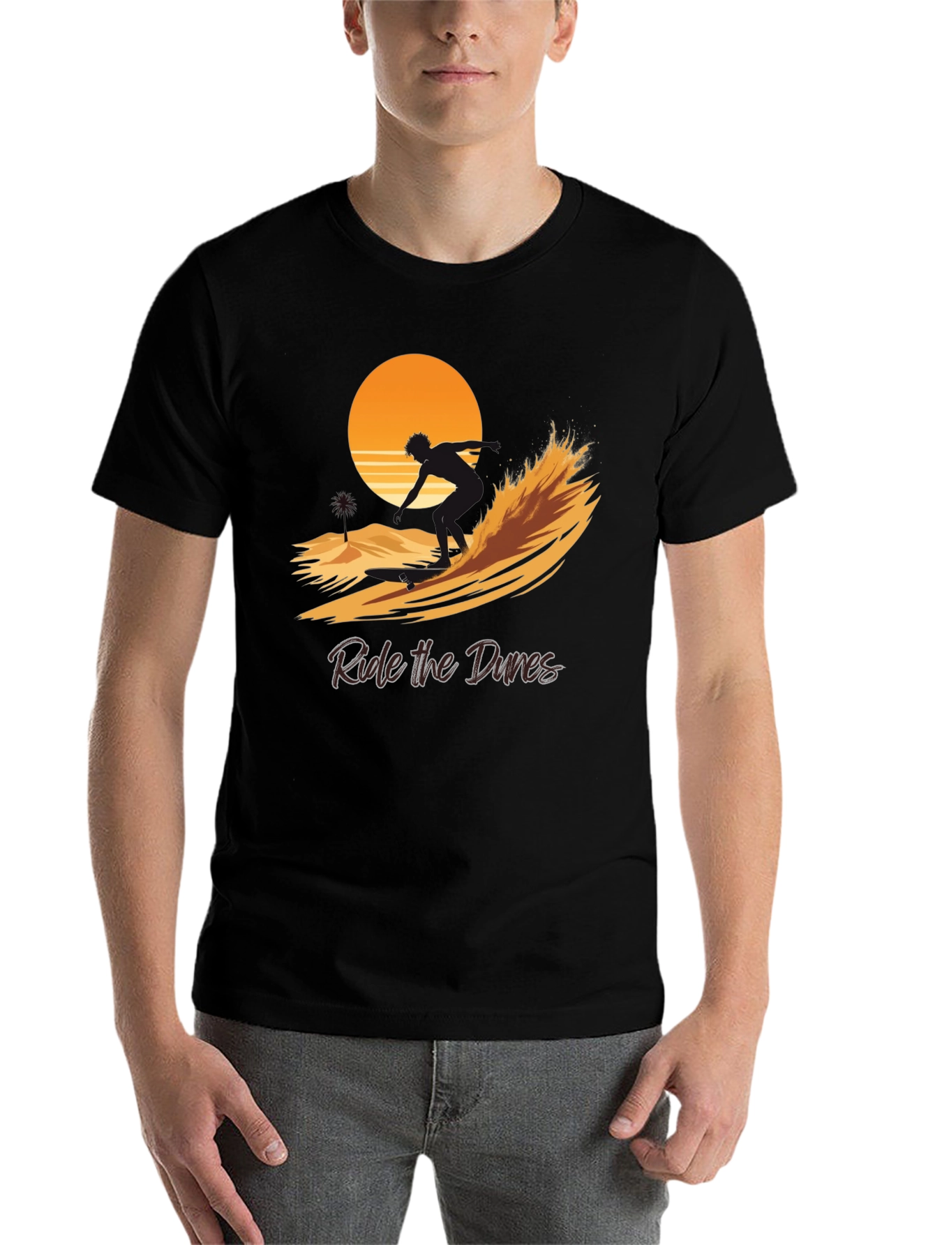 Black Ride the Dunes Graphic Tee - Black Cotton Shirt view 7