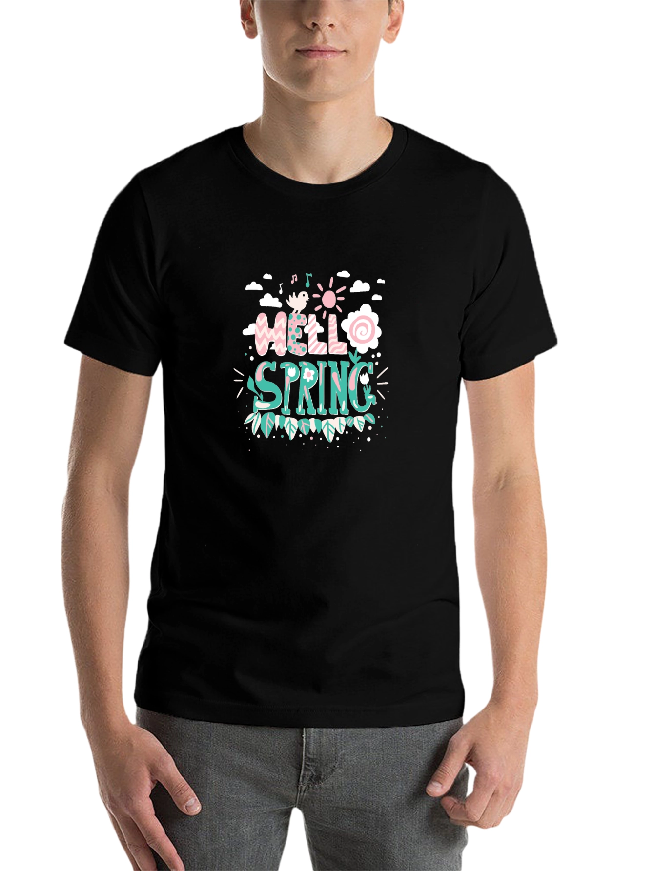 Black Hello Spring Graphic Tee view 7