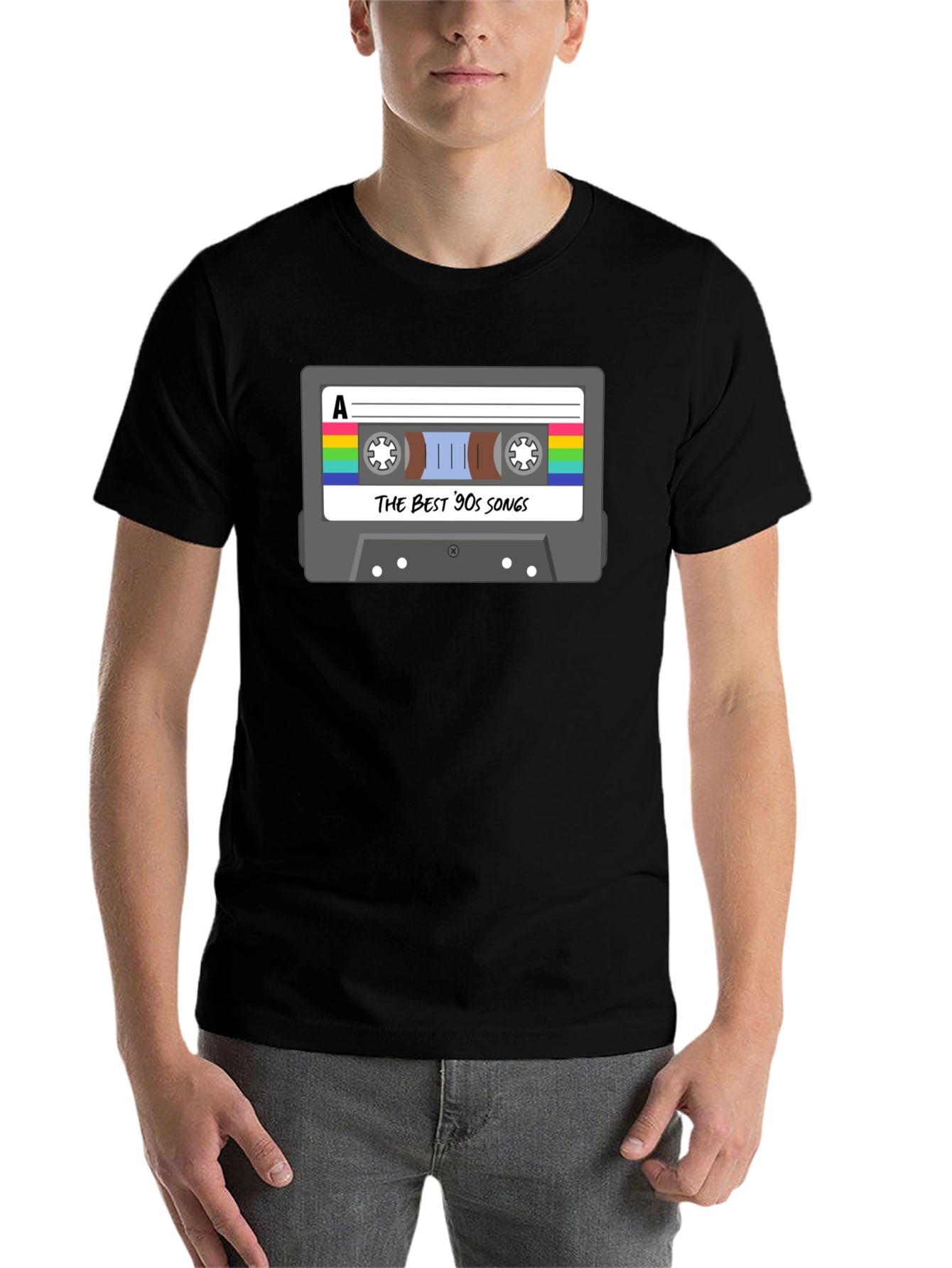 Black Retro 90s Music Cassette T-Shirt view 7