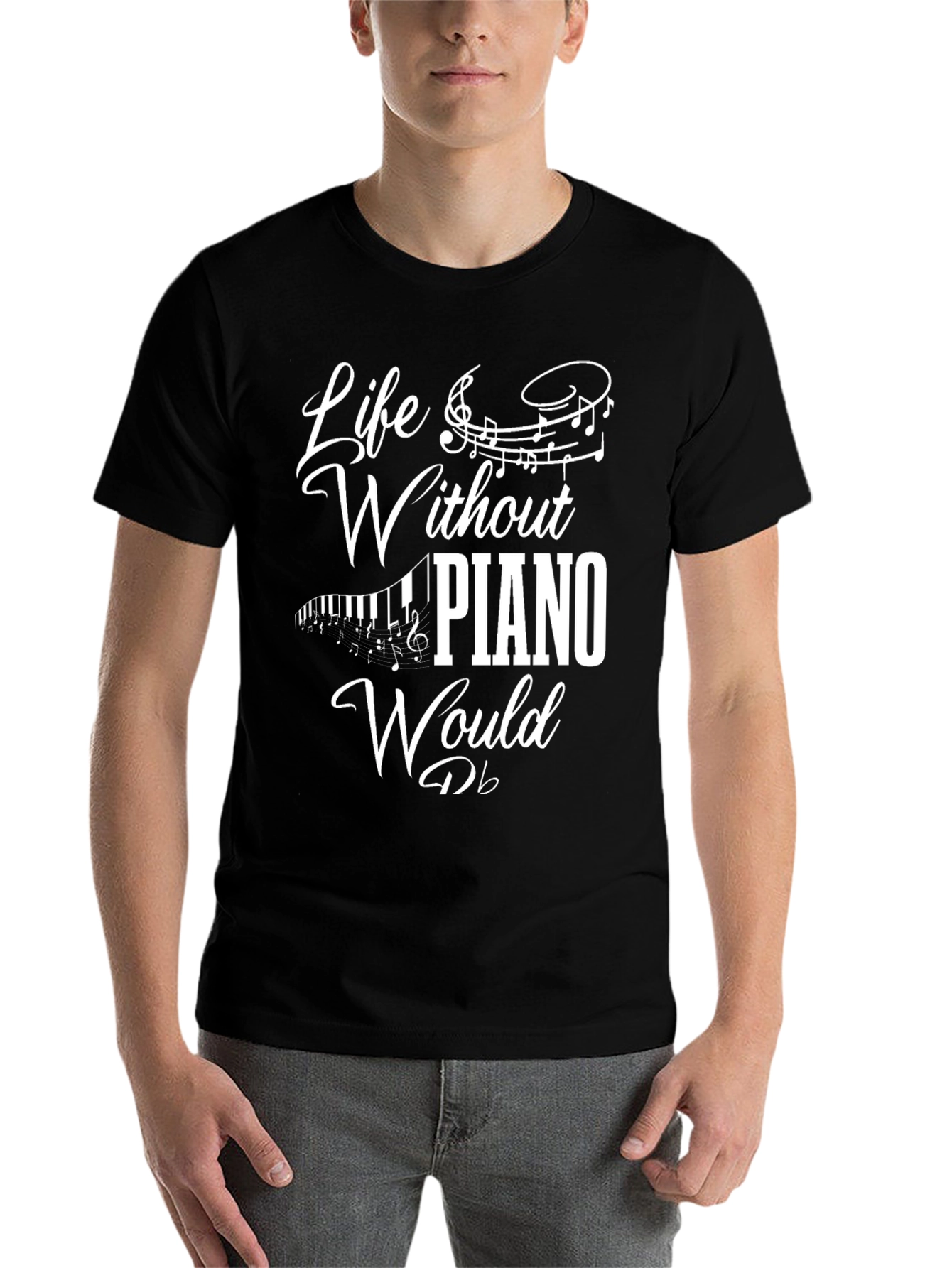Black Life Without Piano T-Shirt - Music Lover Tee view 7