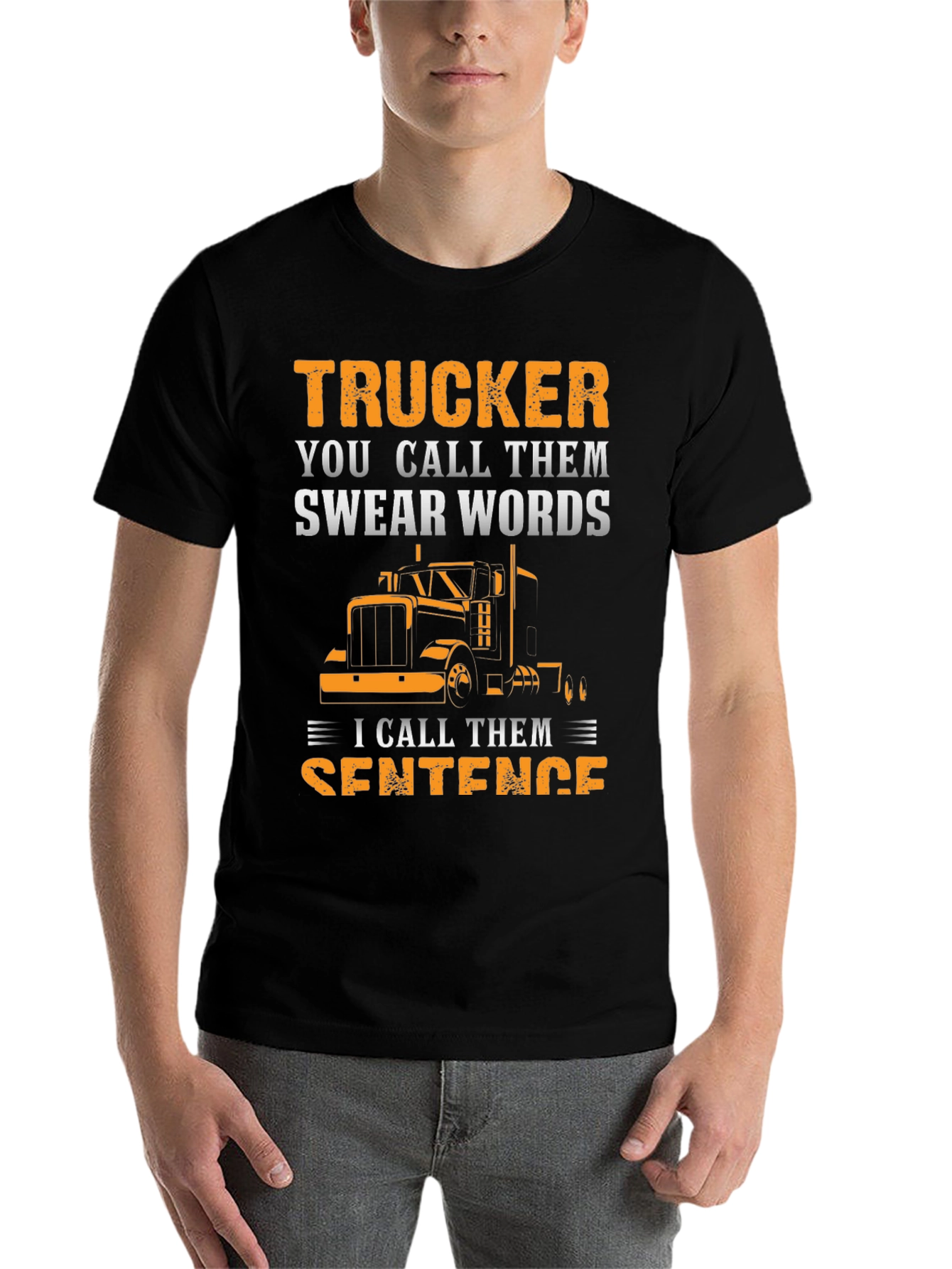 Black Trucker Swear Words T-Shirt view 7