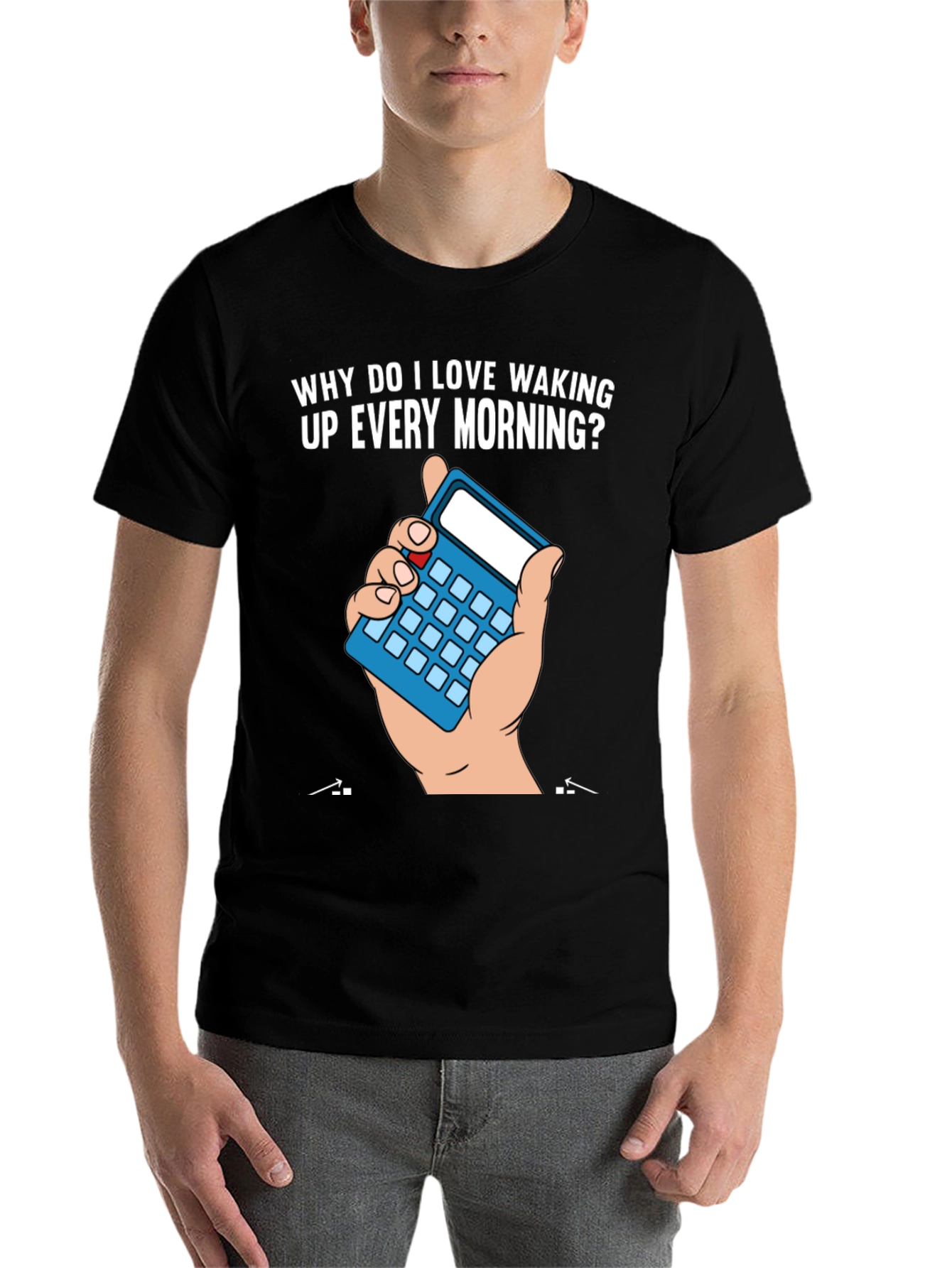Black Funny Math Joke T-Shirt - Why I Love Waking Up view 7