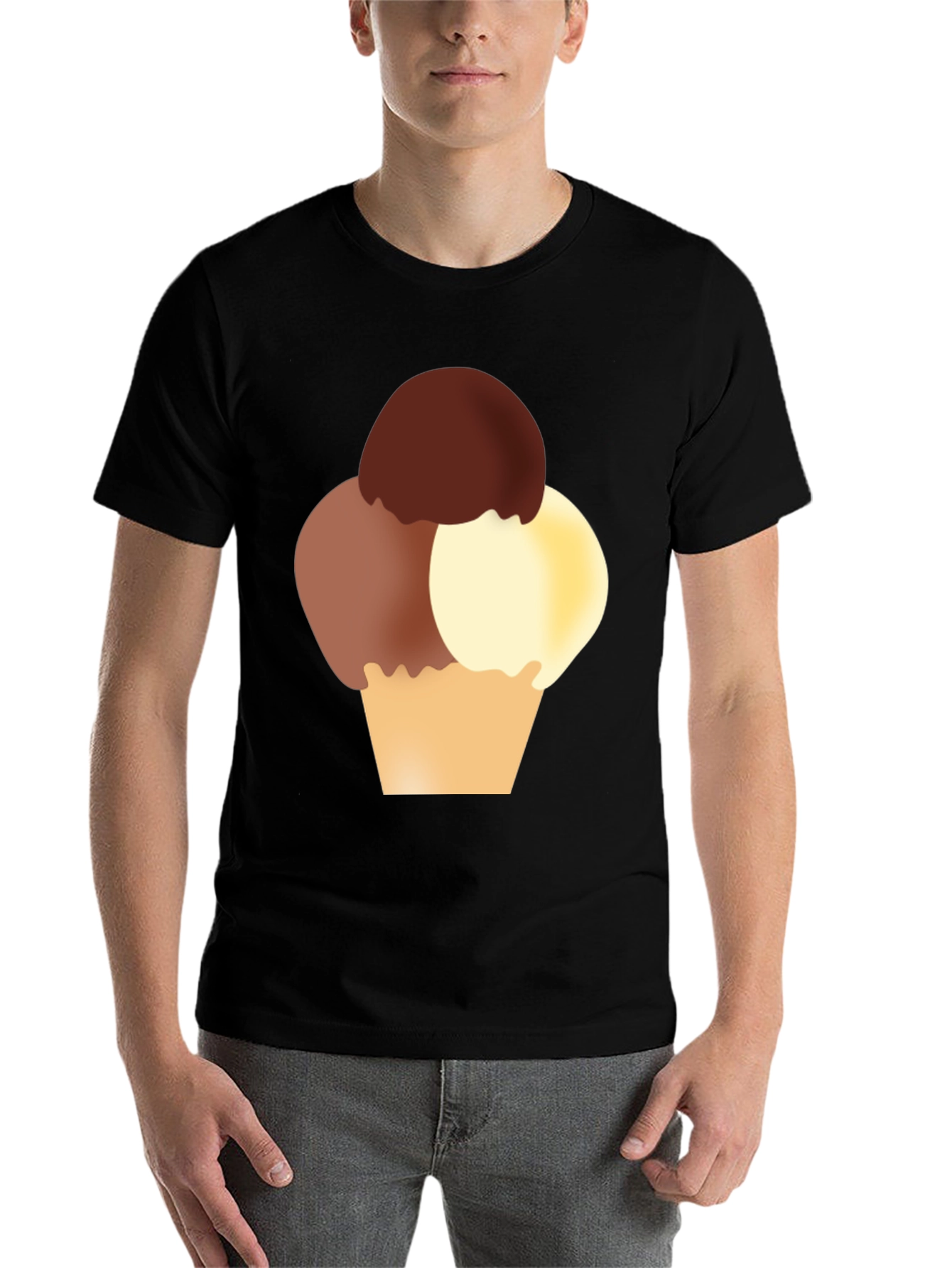 Black Ice Cream Graphic Tee - Black Cotton T-Shirt view 7