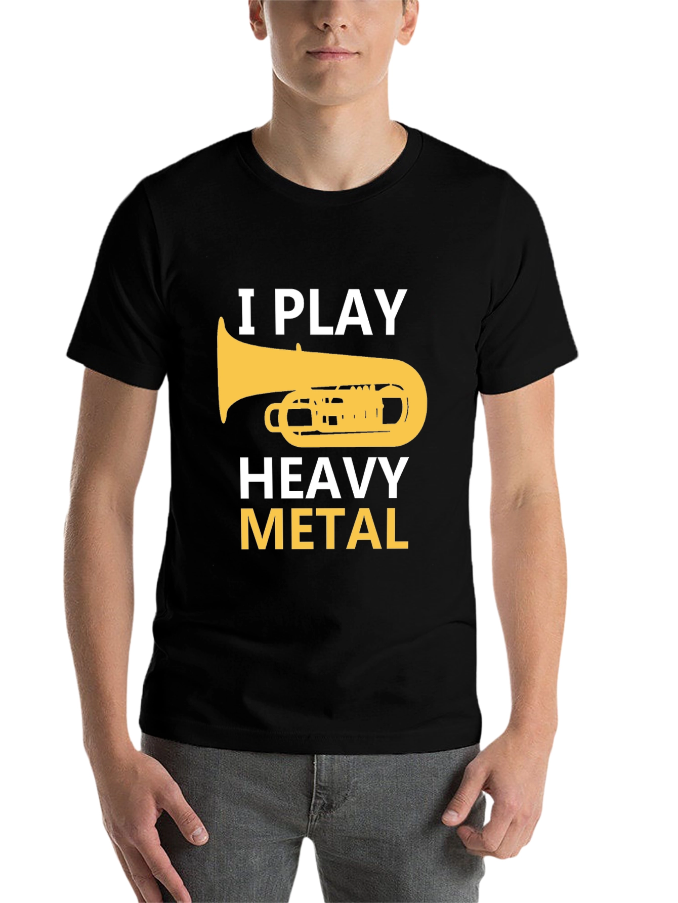 Black I Play Heavy Metal Tuba Musician Graphic Tee view 7