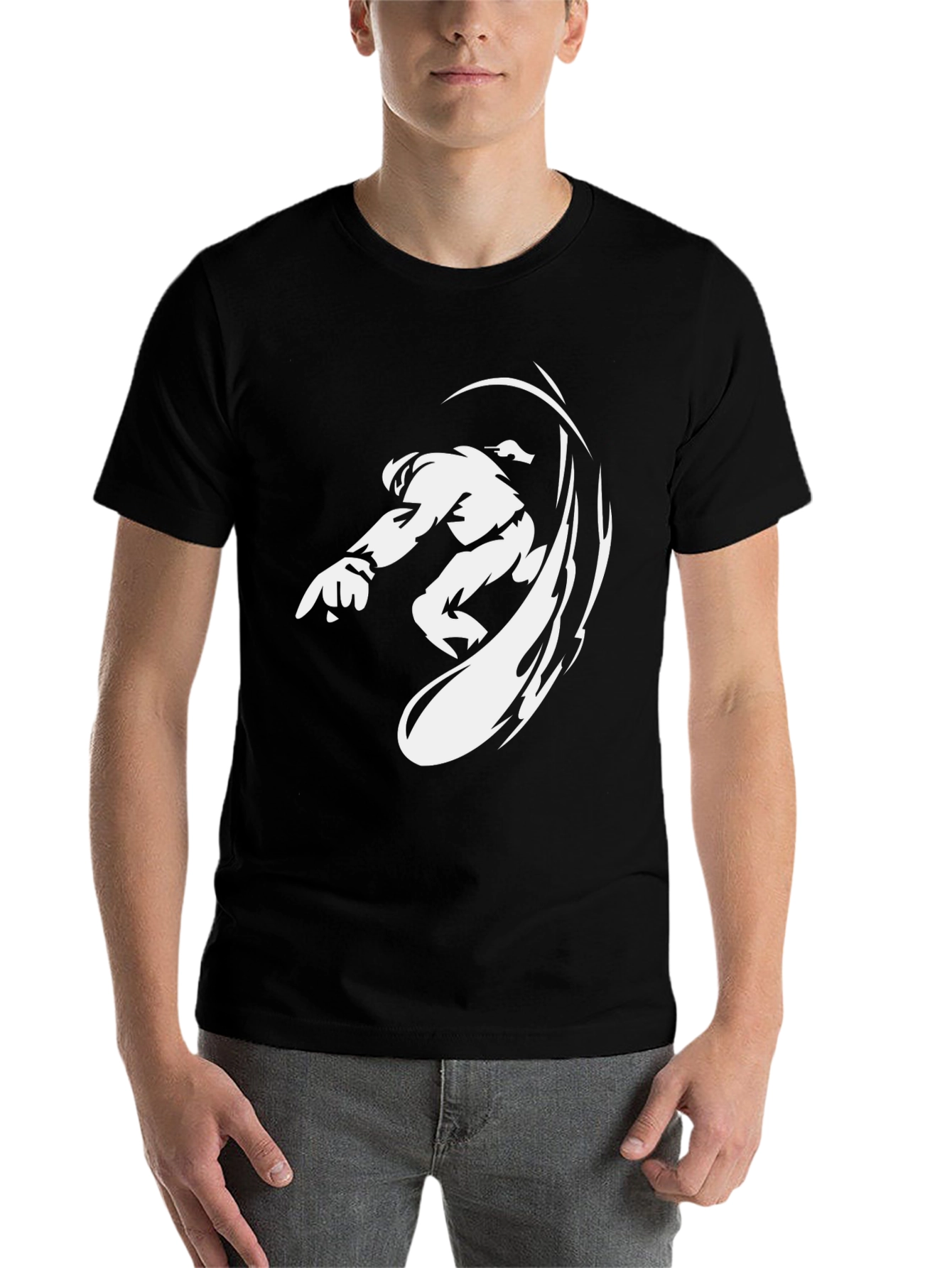 Black Black Graphic Tee - Anime Fighter Design view 7