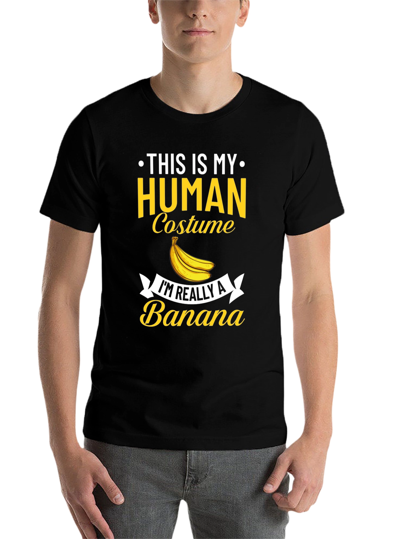 Black Human Costume Banana T-Shirt - Funny Novelty Tee view 7