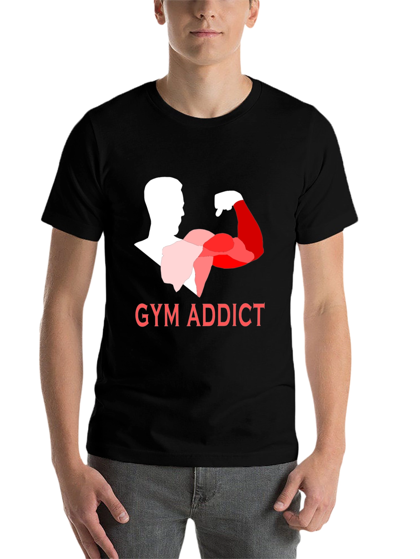 Black Gym Addict Black T-Shirt view 7