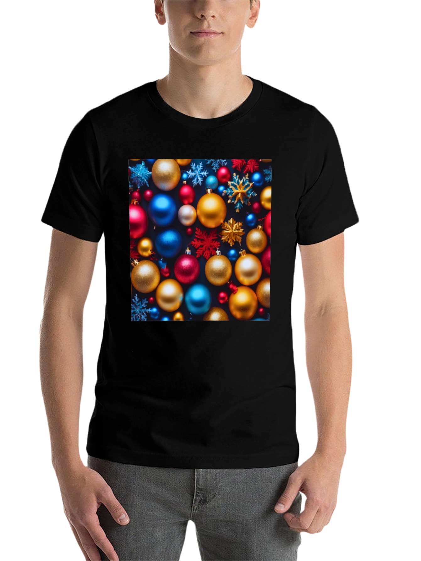 Black Festive Christmas Ornament T-Shirt - Holiday Cheer view 7