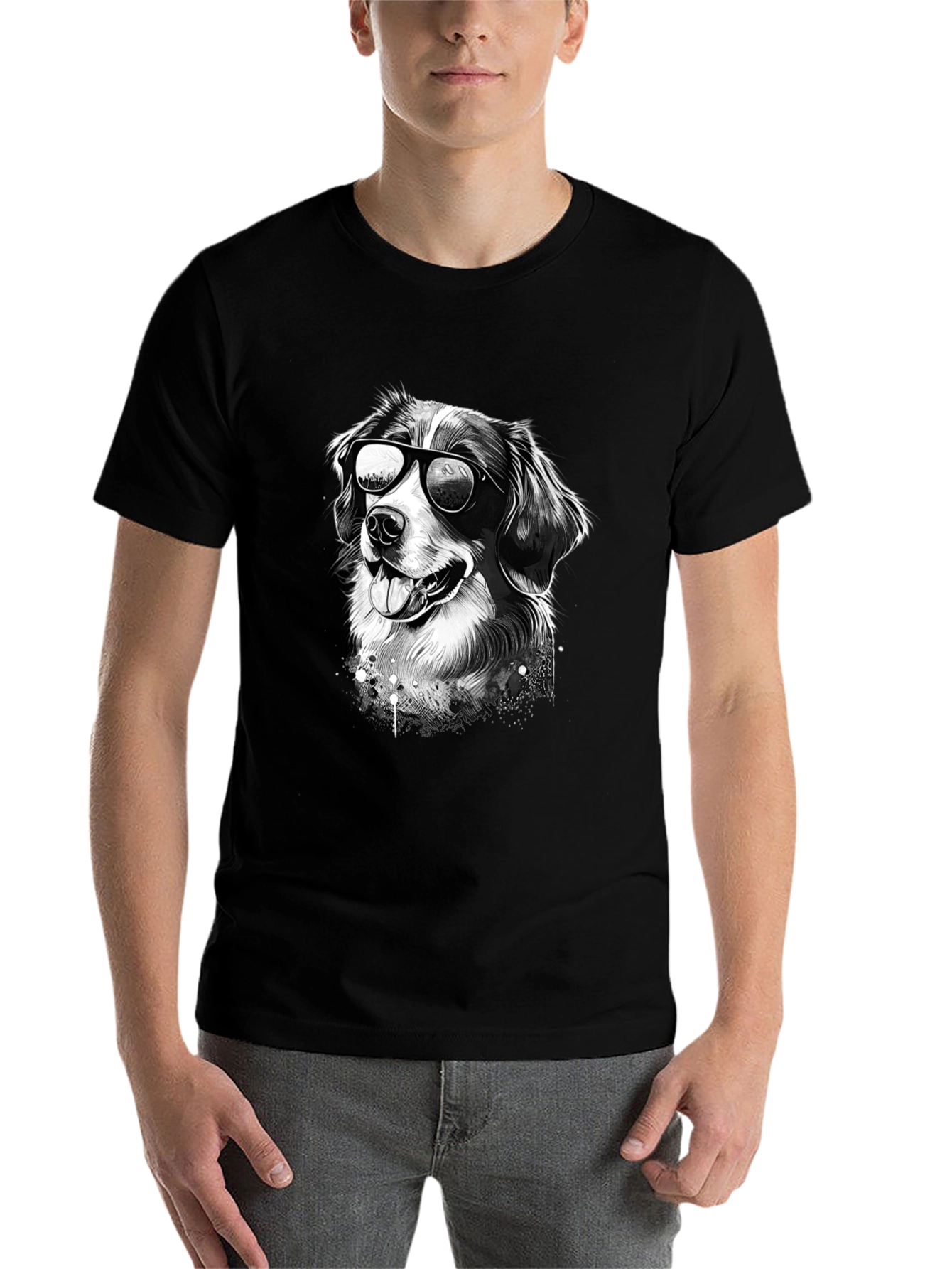 Cool Dog Graphic Tee - Black Cotton T-Shirt - 7
