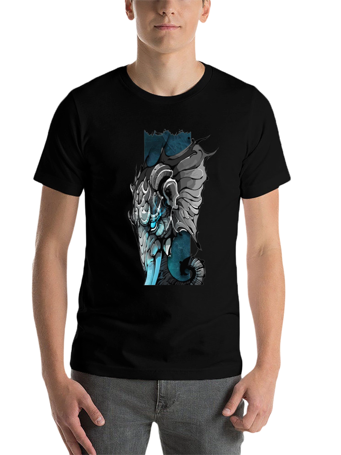 Black Cybernetic Ram T-Shirt - Unique Graphic Tee view 7
