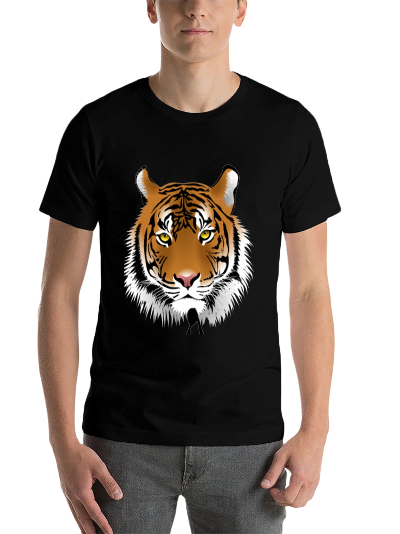 Black Bold Tiger Graphic Tee - Black Cotton Blend view 7