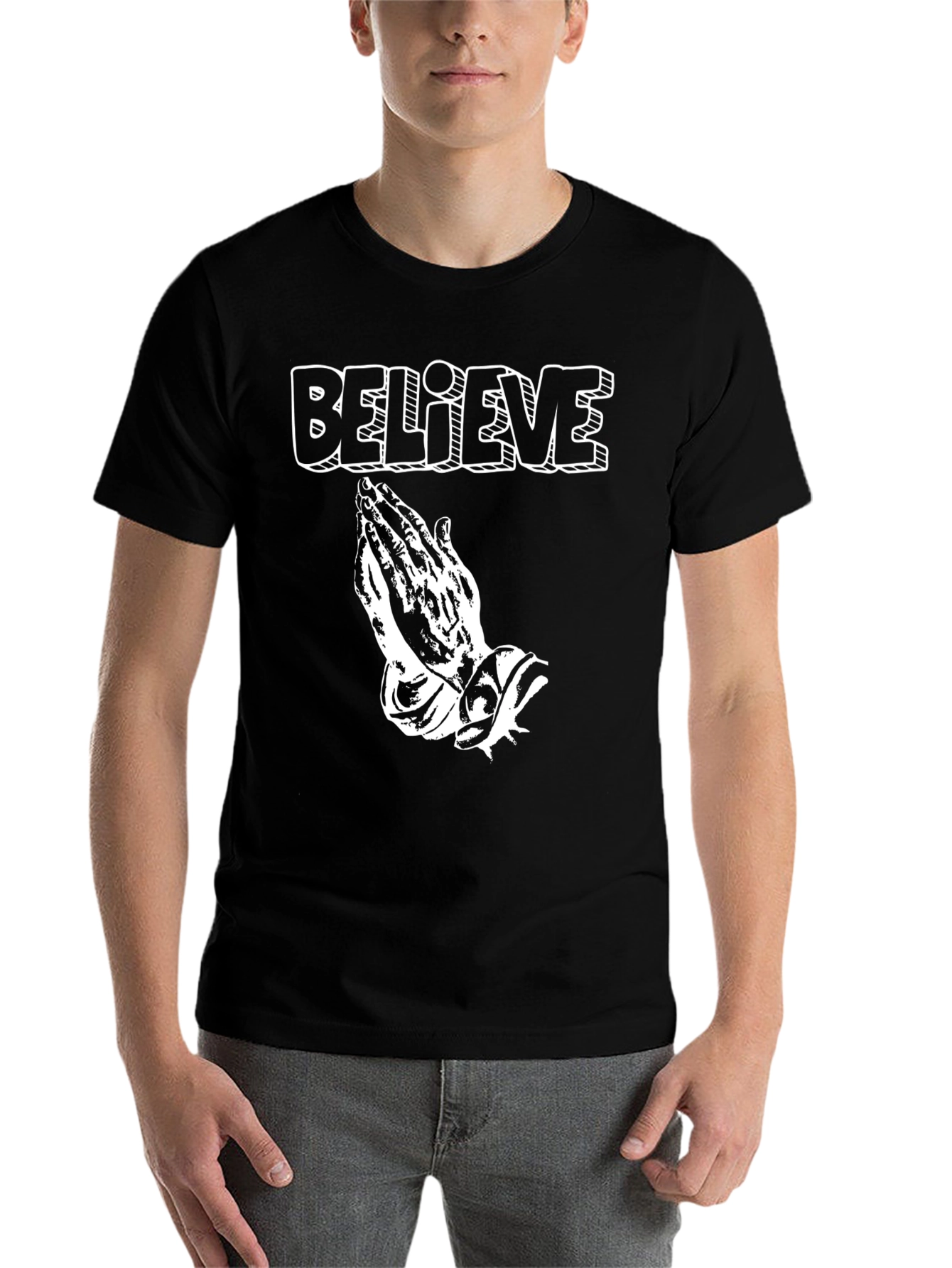 Black Believe Graphic Tee - Prayer Hands Black T-Shirt view 7