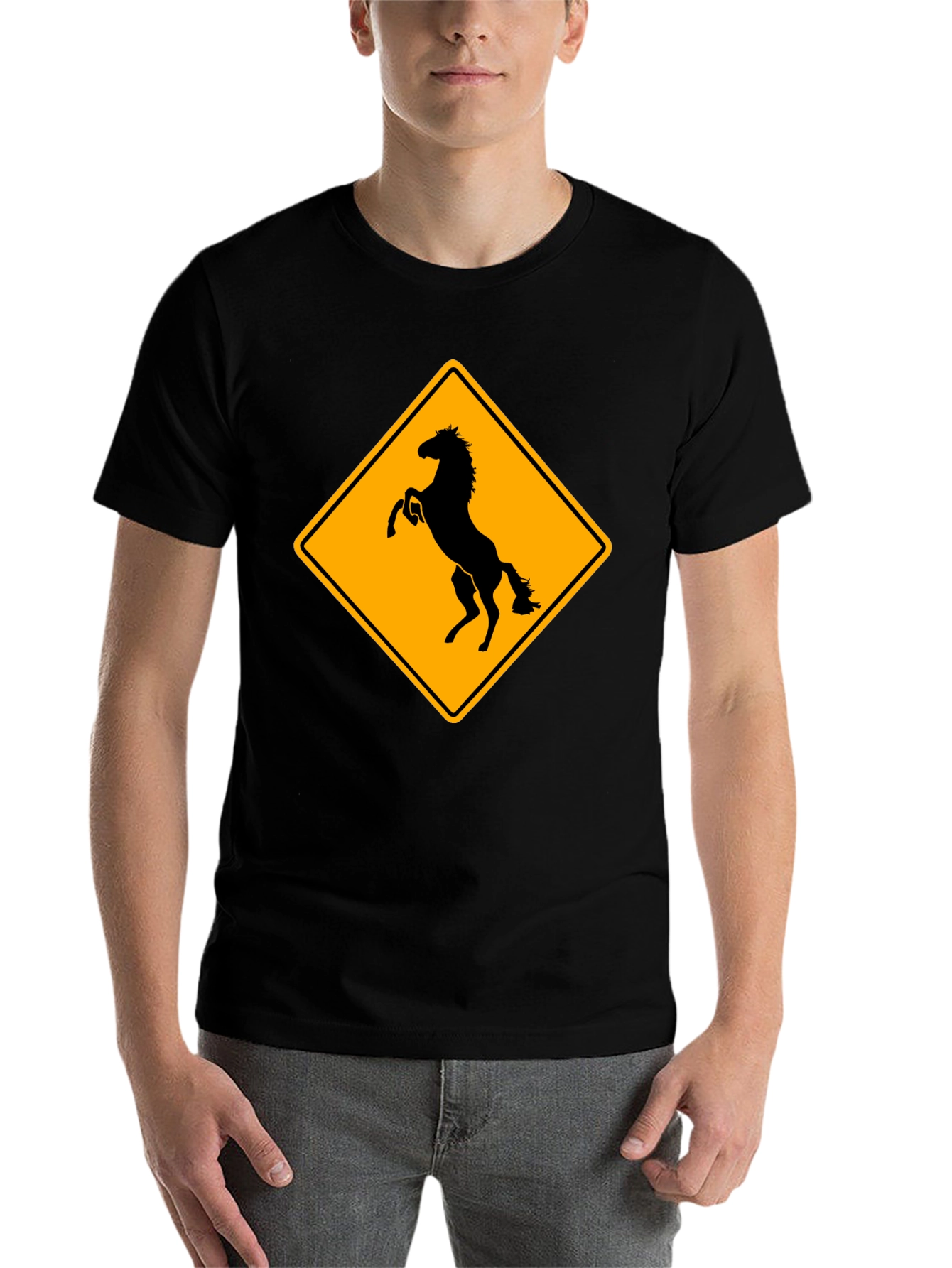 Black Horse Crossing T-Shirt - Black view 7
