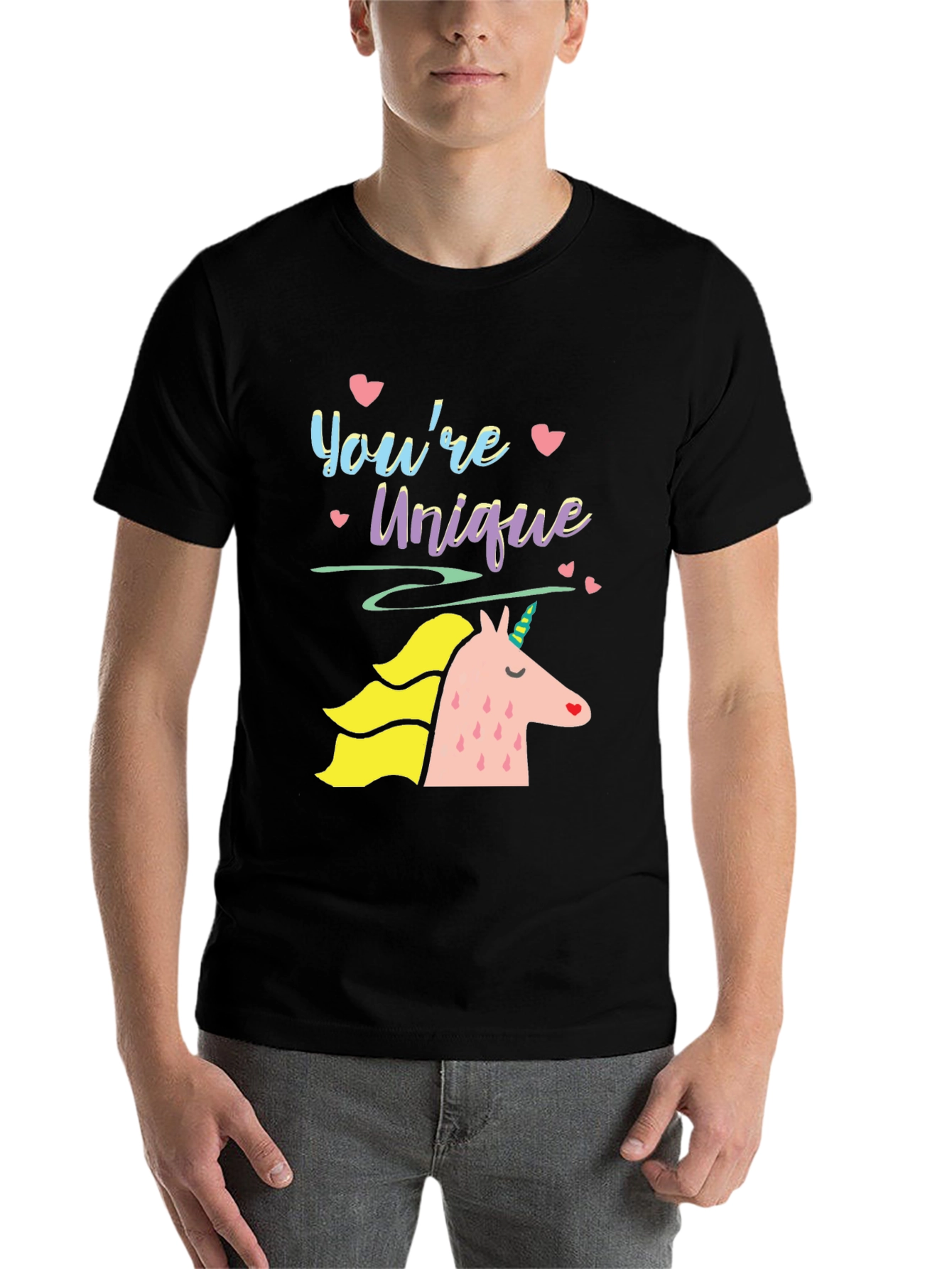 Black Unique Unicorn Graphic Tee - Black Unisex T-Shirt view 7