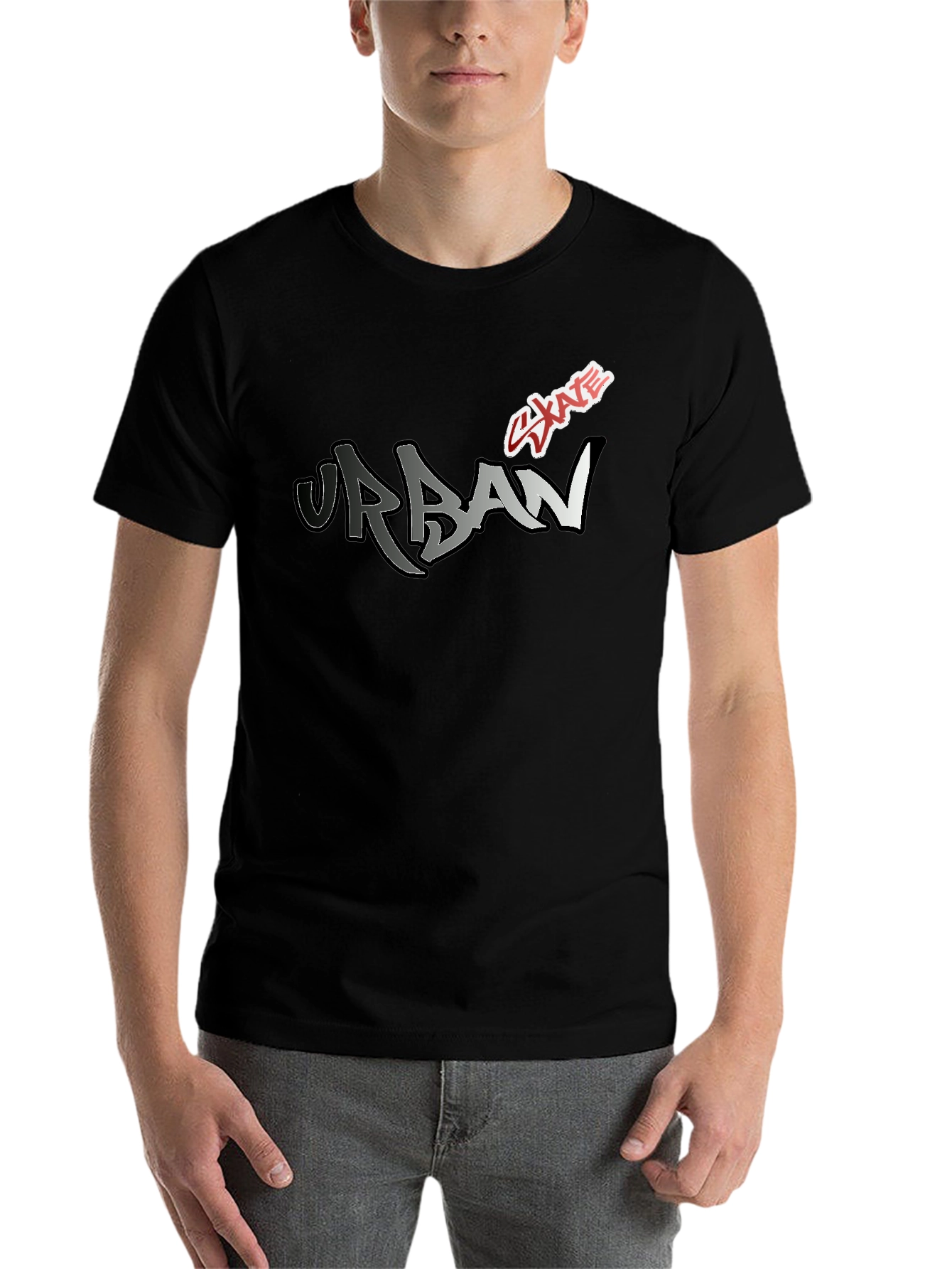 Black Urban Skate Graphic Tee - Modern Black T-Shirt view 7