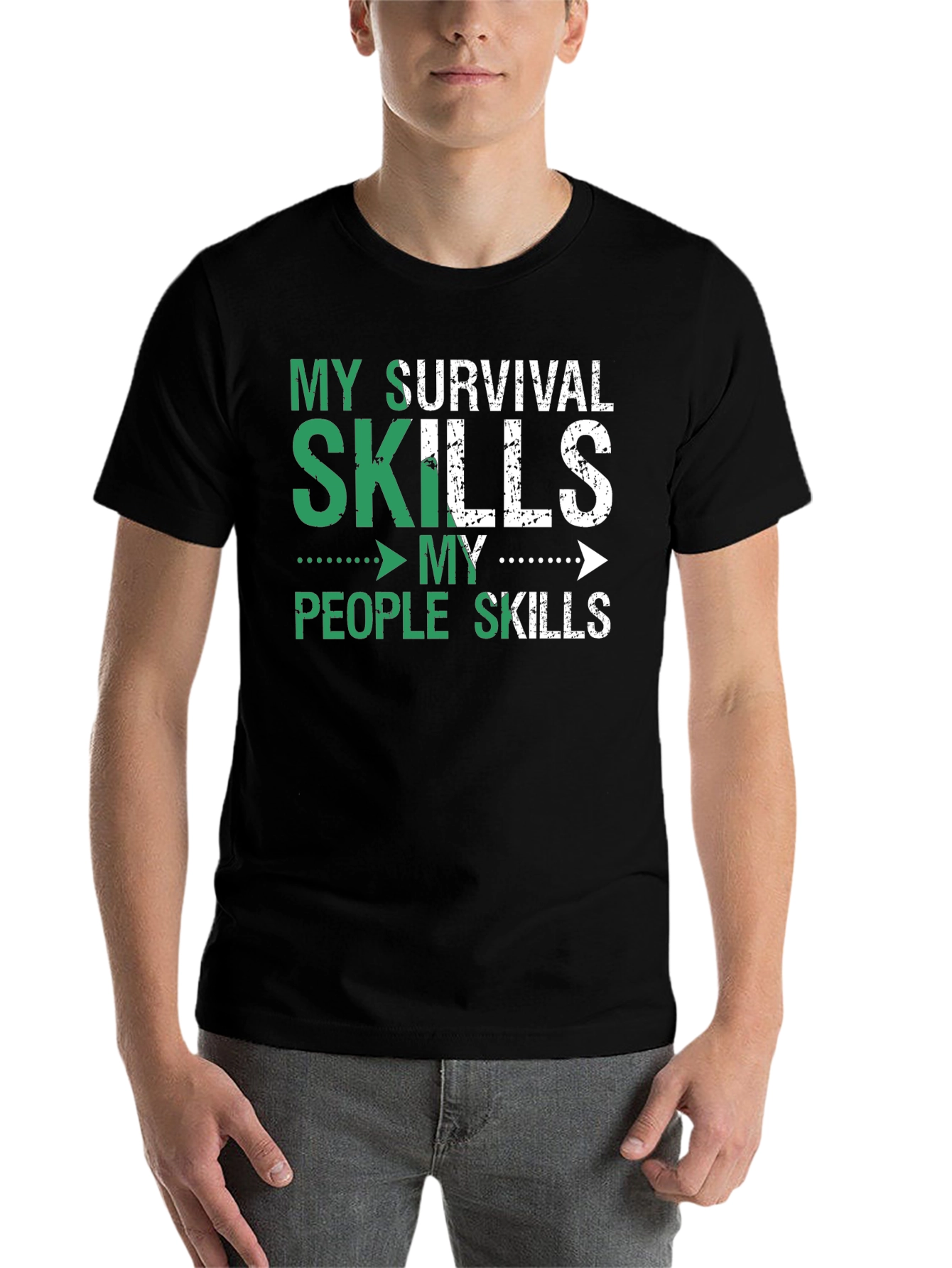 Black Survival Skills T-Shirt - Humorous Graphic Tee view 7