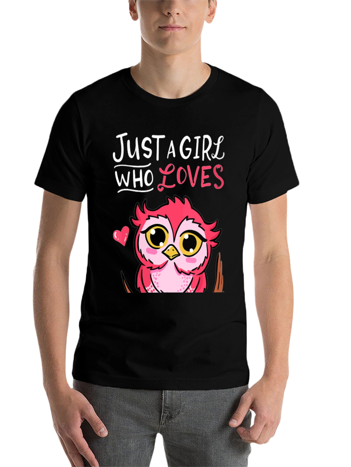 Black Just A Girl Who Loves Owls T-Shirt view 7