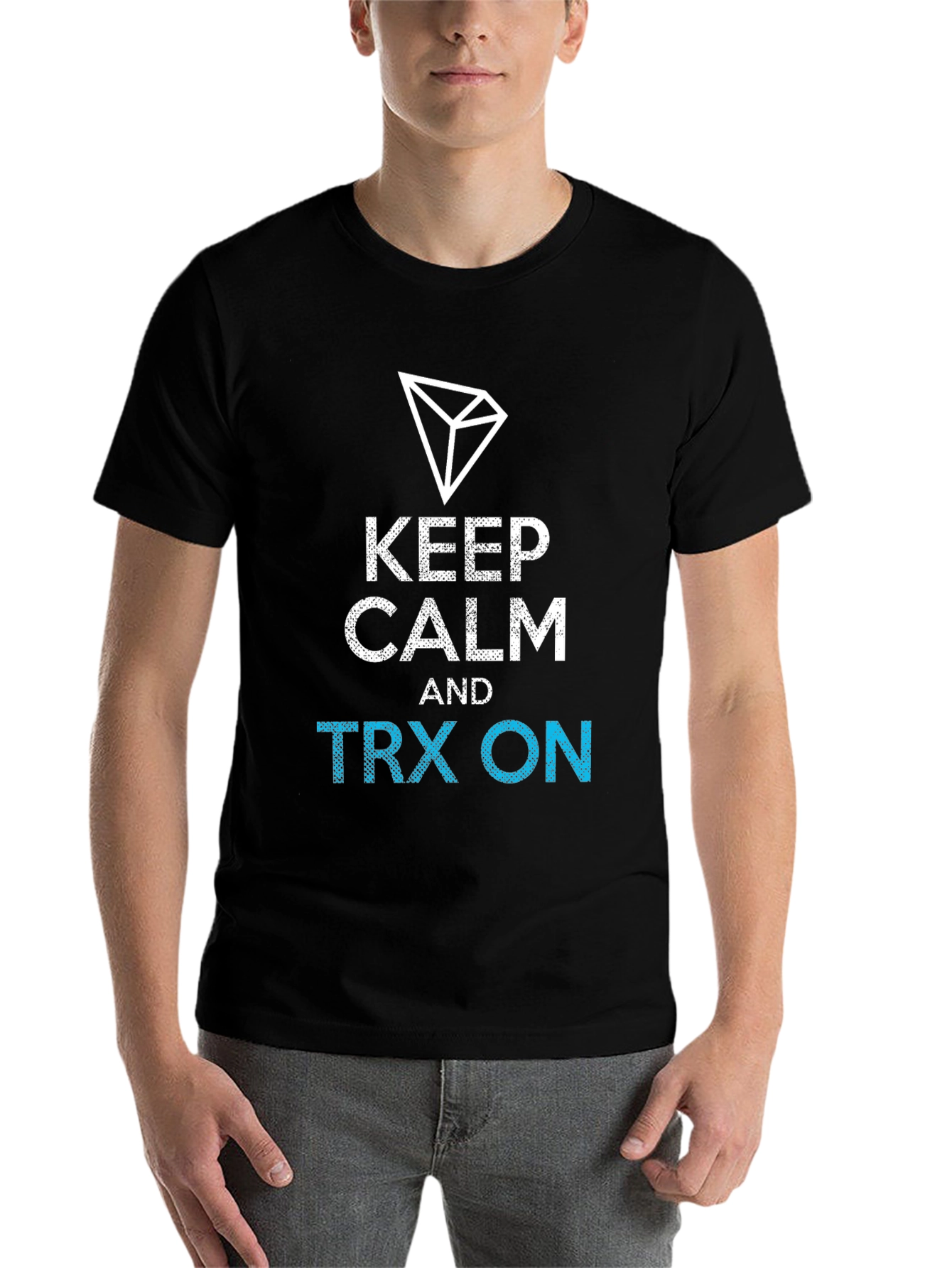 Black Keep Calm TRX On Black T-Shirt view 7