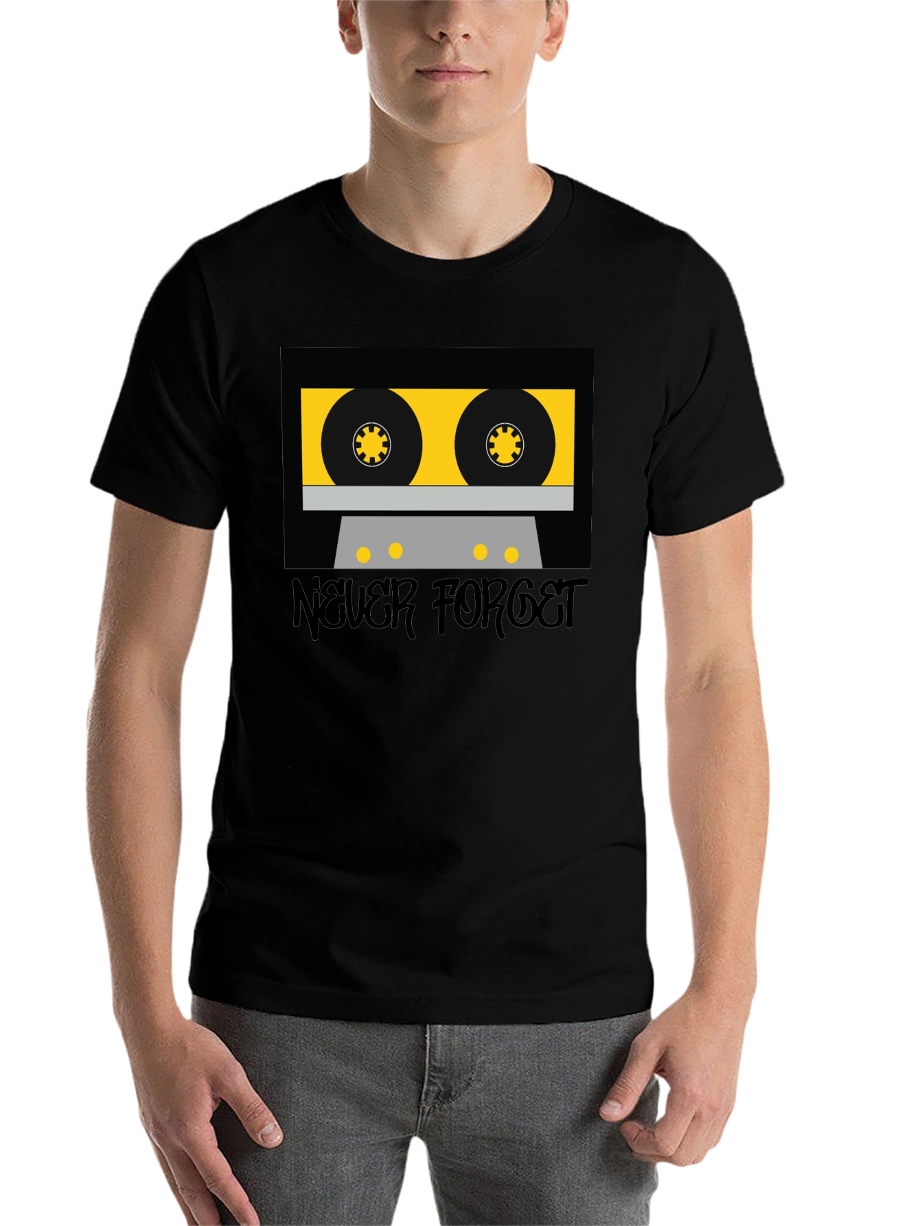 Black Retro Cassette Tape Graphic T-Shirt - Never Forget view 7