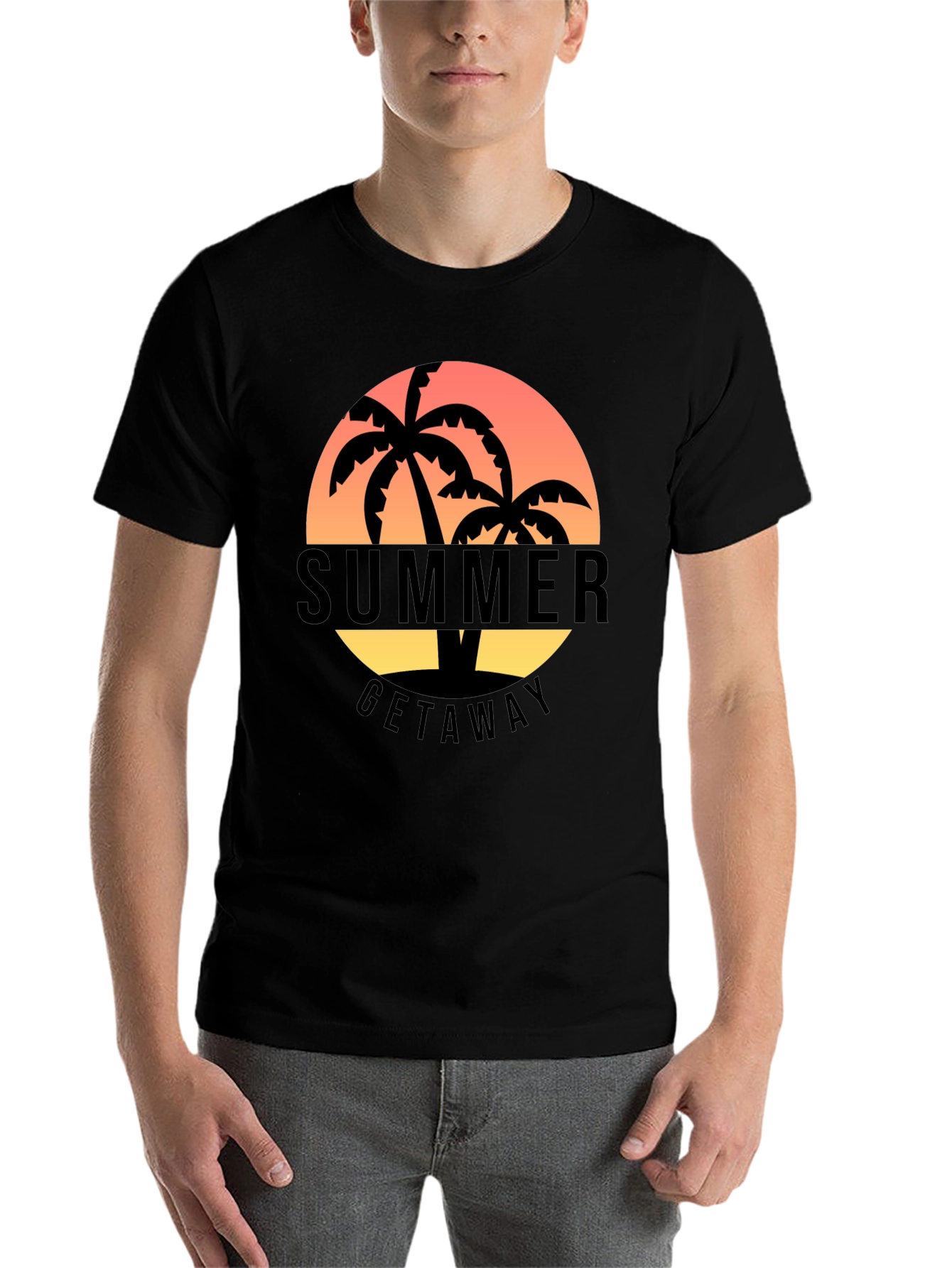 Black Summer Getaway Palm Tree Graphic T-Shirt view 7