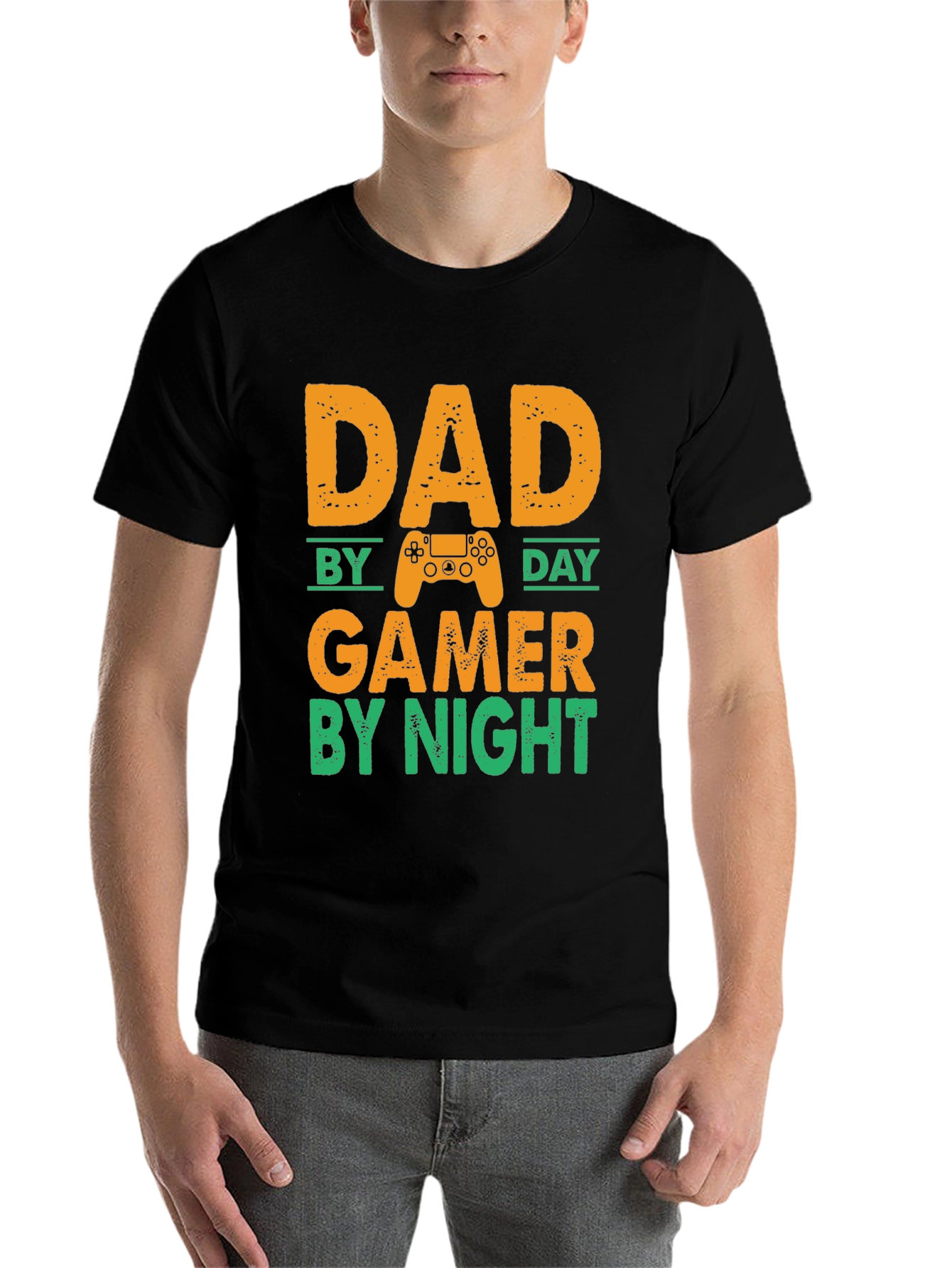 Black Dad By Day Gamer By Night T-Shirt view 7
