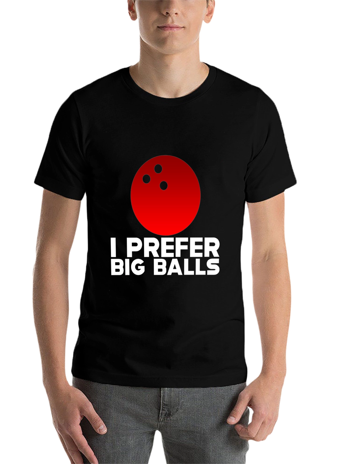 Black I Prefer Big Balls Bowling T-Shirt view 7