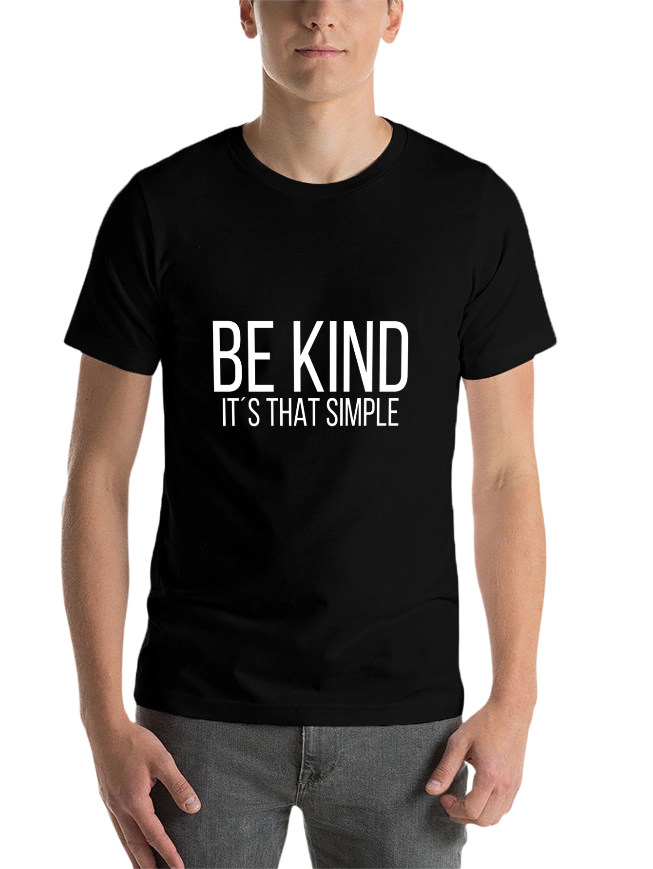 Black Be Kind T-Shirt: Simple Message, Black Cotton Tee view 7