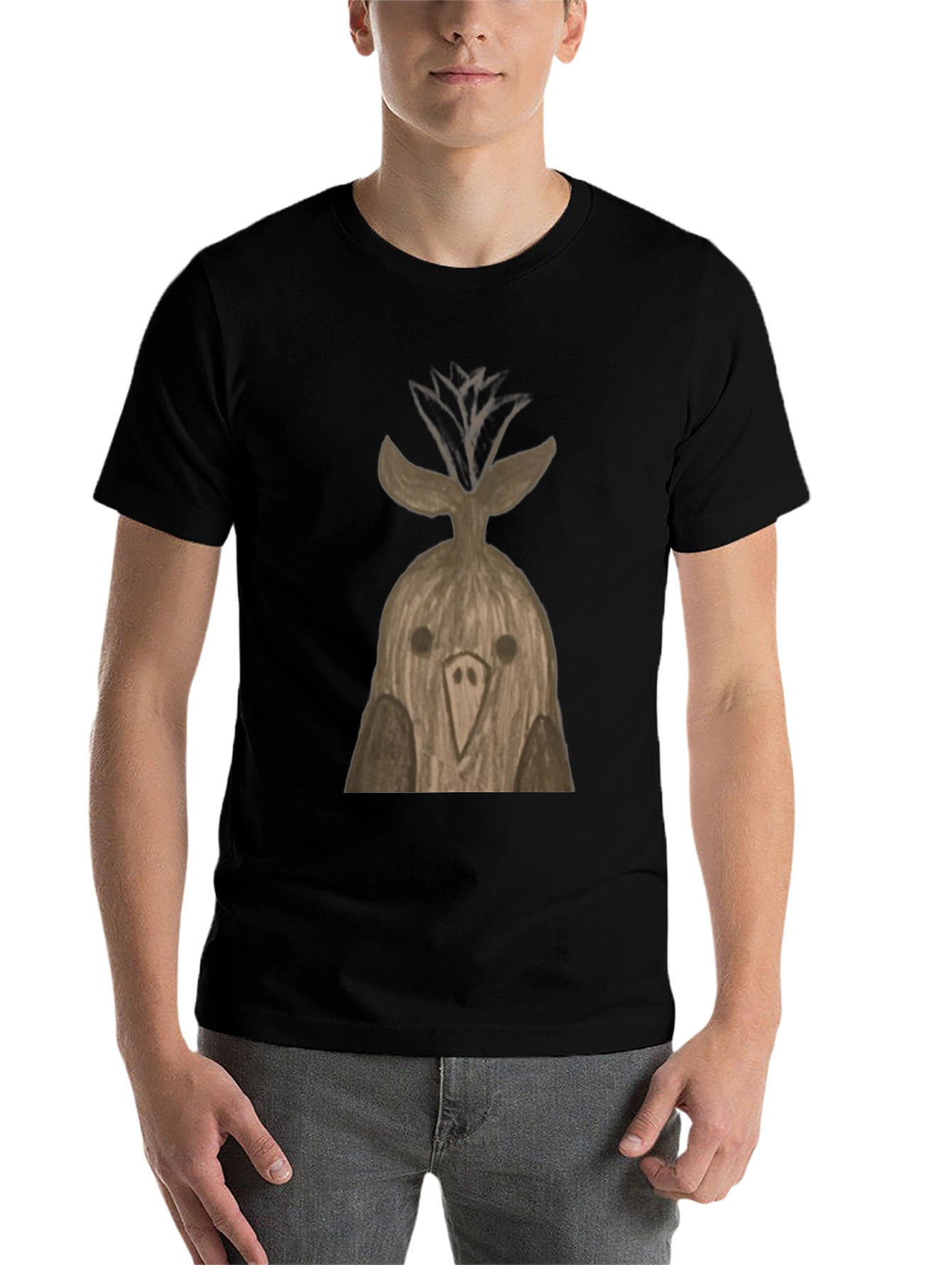 Black Quirky Bird T-Shirt - Unique Hand-Drawn Design view 7