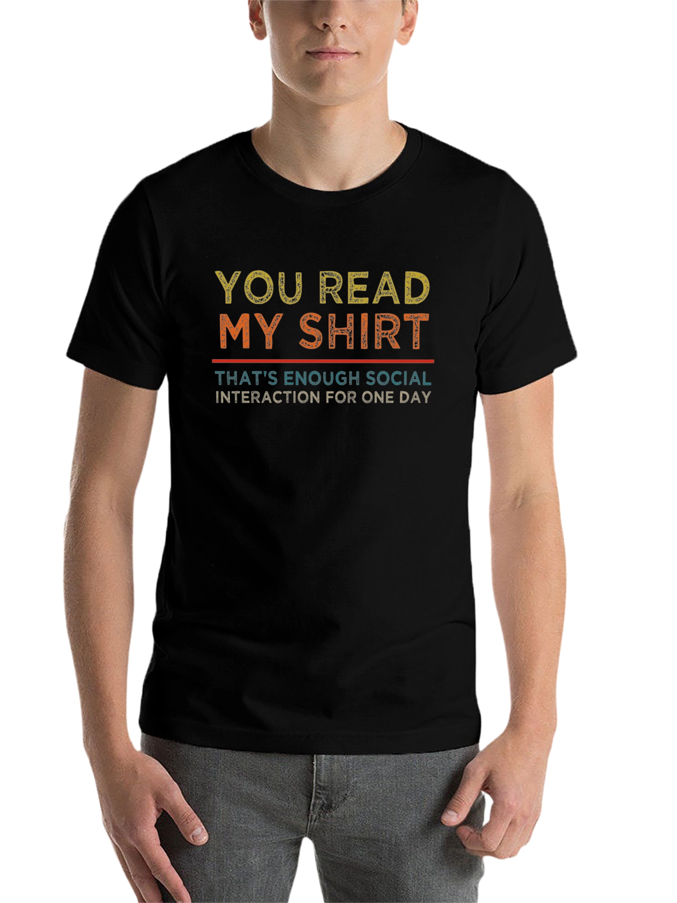Black Funny Social Interaction T-Shirt view 7