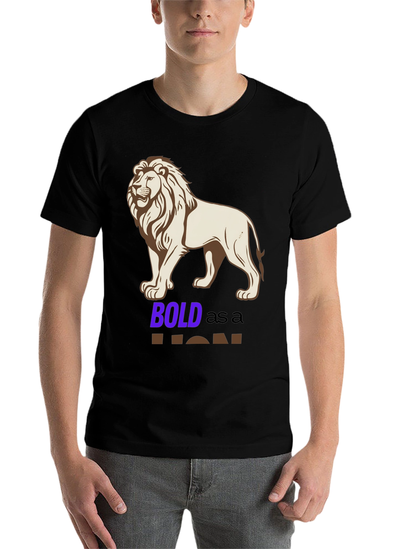 Black Bold Lion Graphic Tee - Black Cotton Blend Shirt view 7