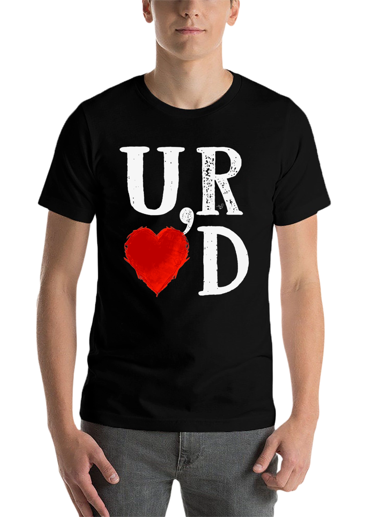 Black U Heart D T-Shirt - Bold Graphic Tee view 7