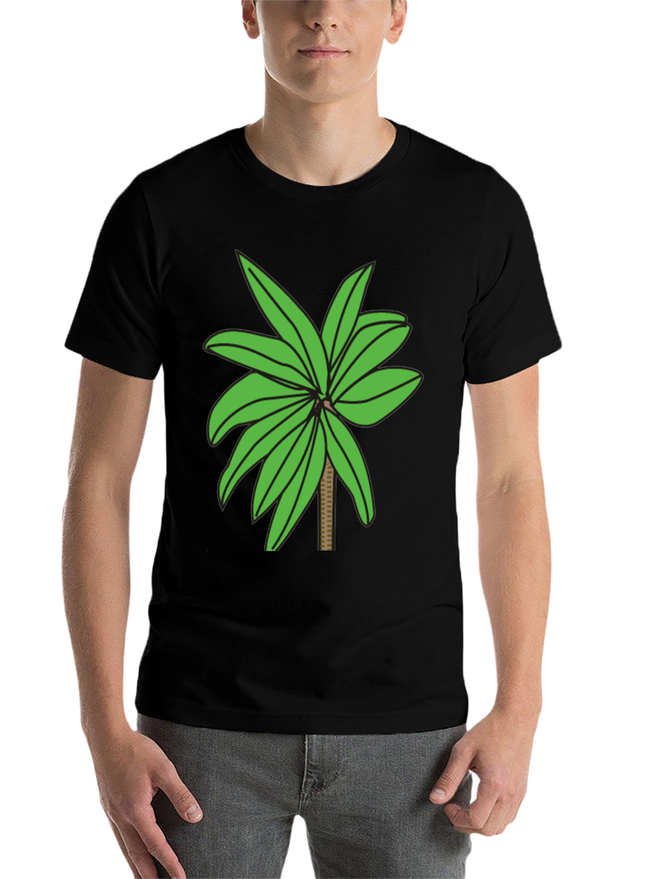 Black Tropical Palm Tree Graphic T-Shirt view 7