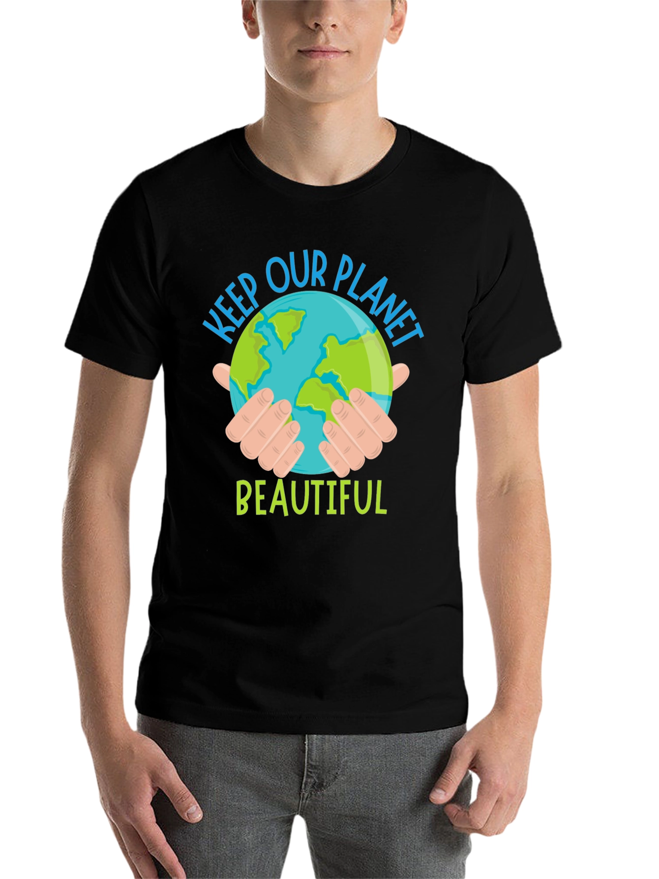 Black Keep Our Planet Beautiful Graphic T-Shirt view 7