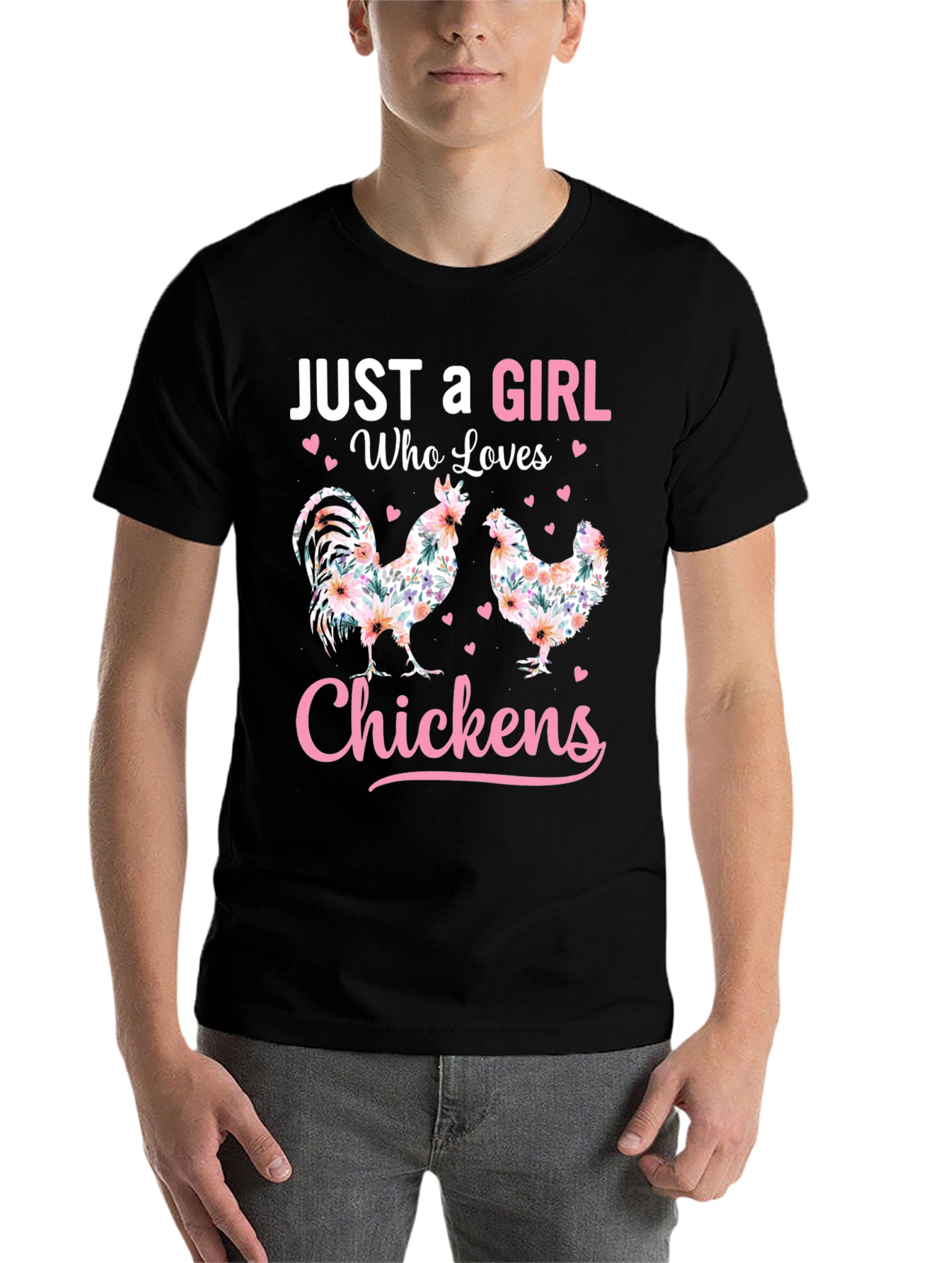 Black Just a Girl Who Loves Chickens T-Shirt view 7