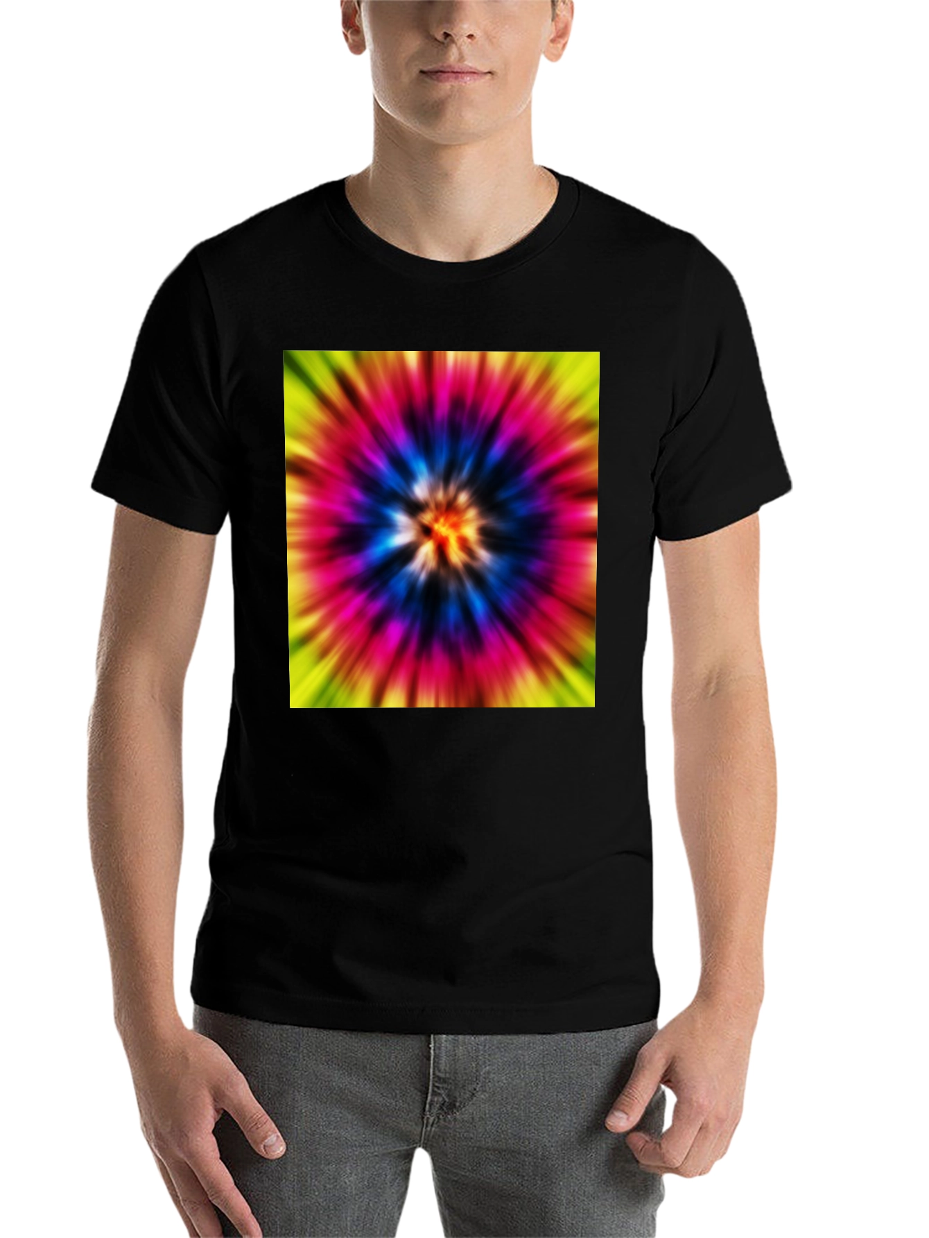 Black Tie-Dye Graphic Black T-Shirt view 7