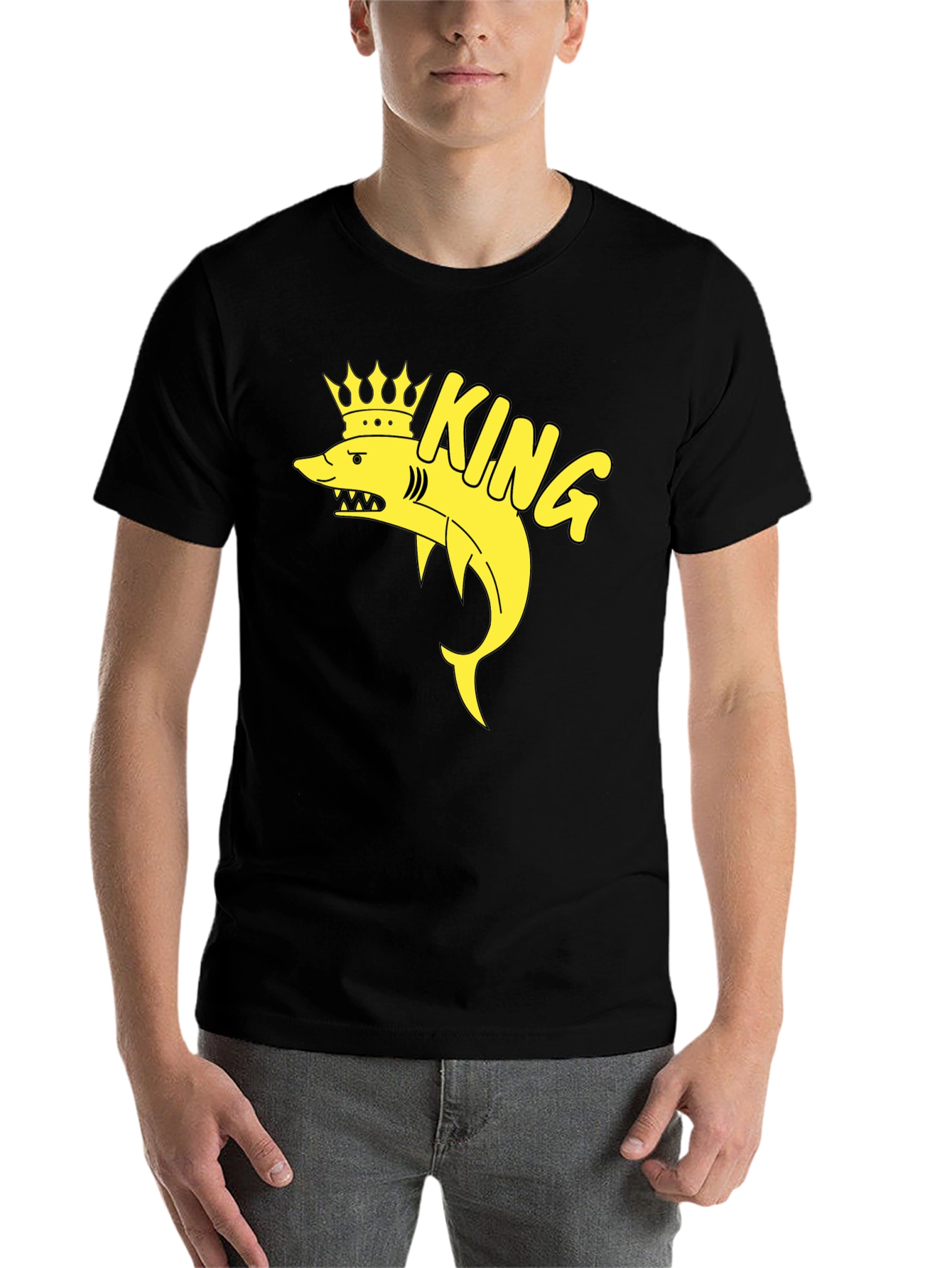 Black King Shark T-Shirt - Black Cotton Graphic Tee view 7