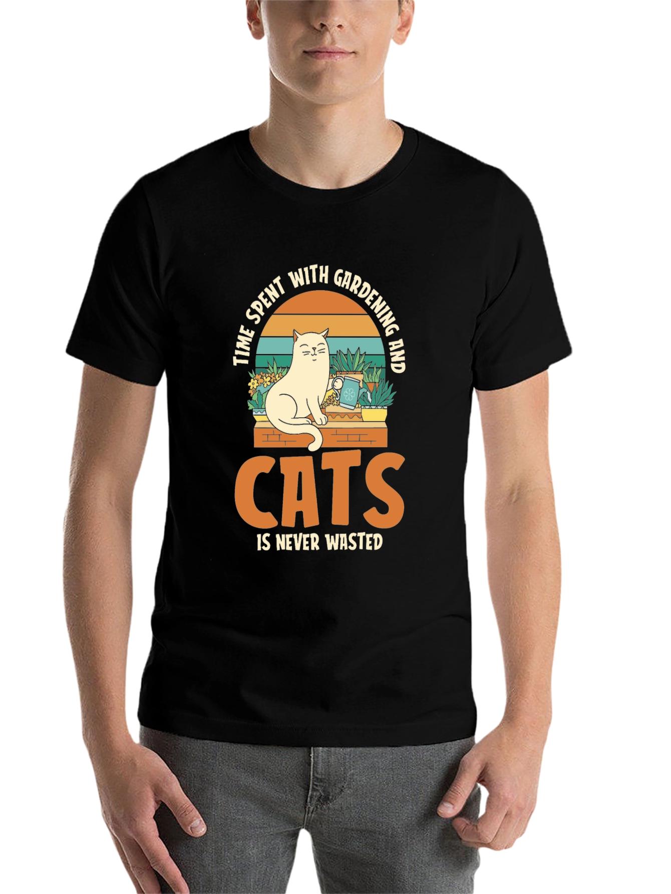 Black Cat & Gardening T-Shirt: Time Well Spent view 7