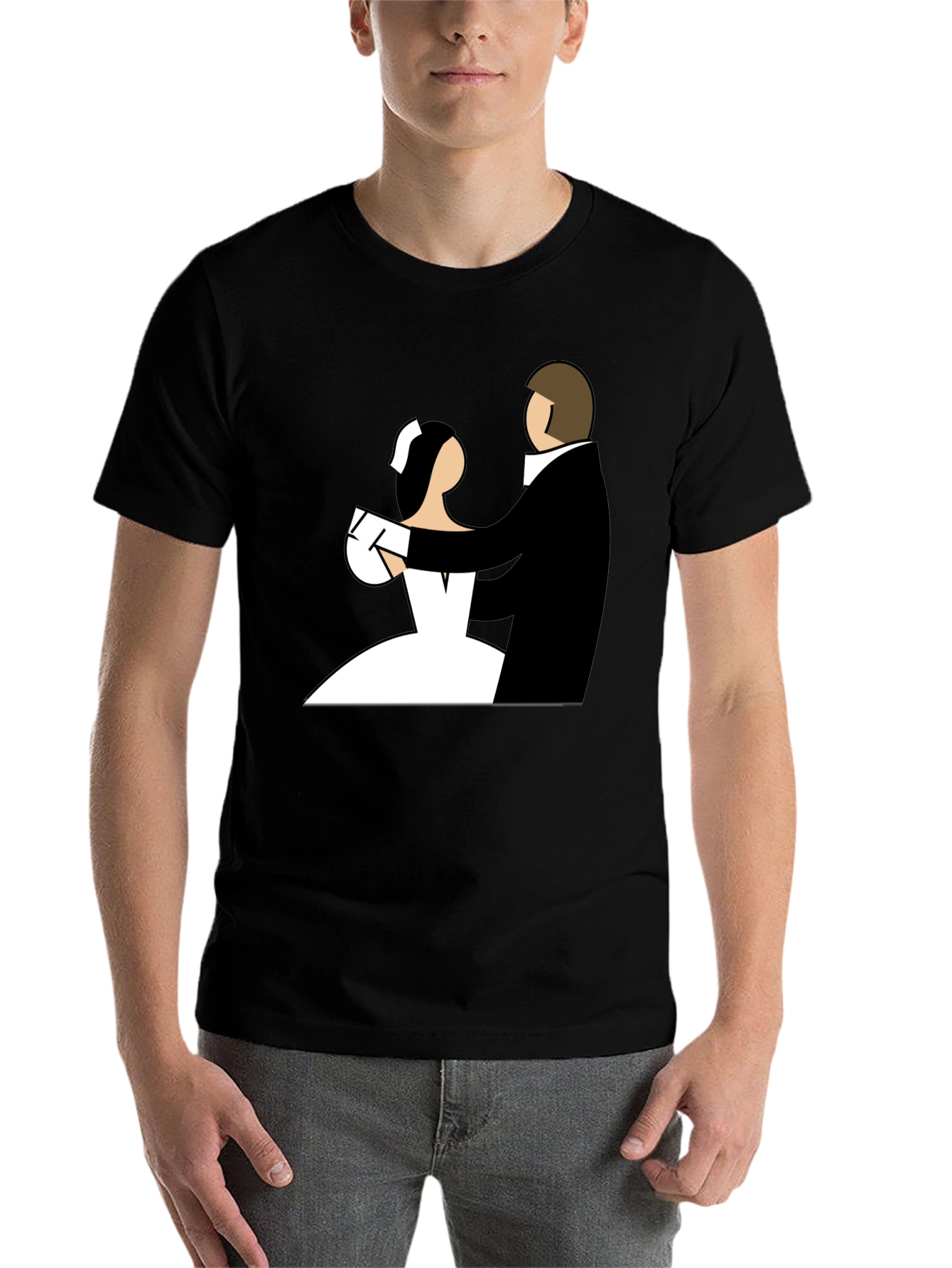 Black Wedding Dance Graphic Tee - Black Cotton T-Shirt view 7