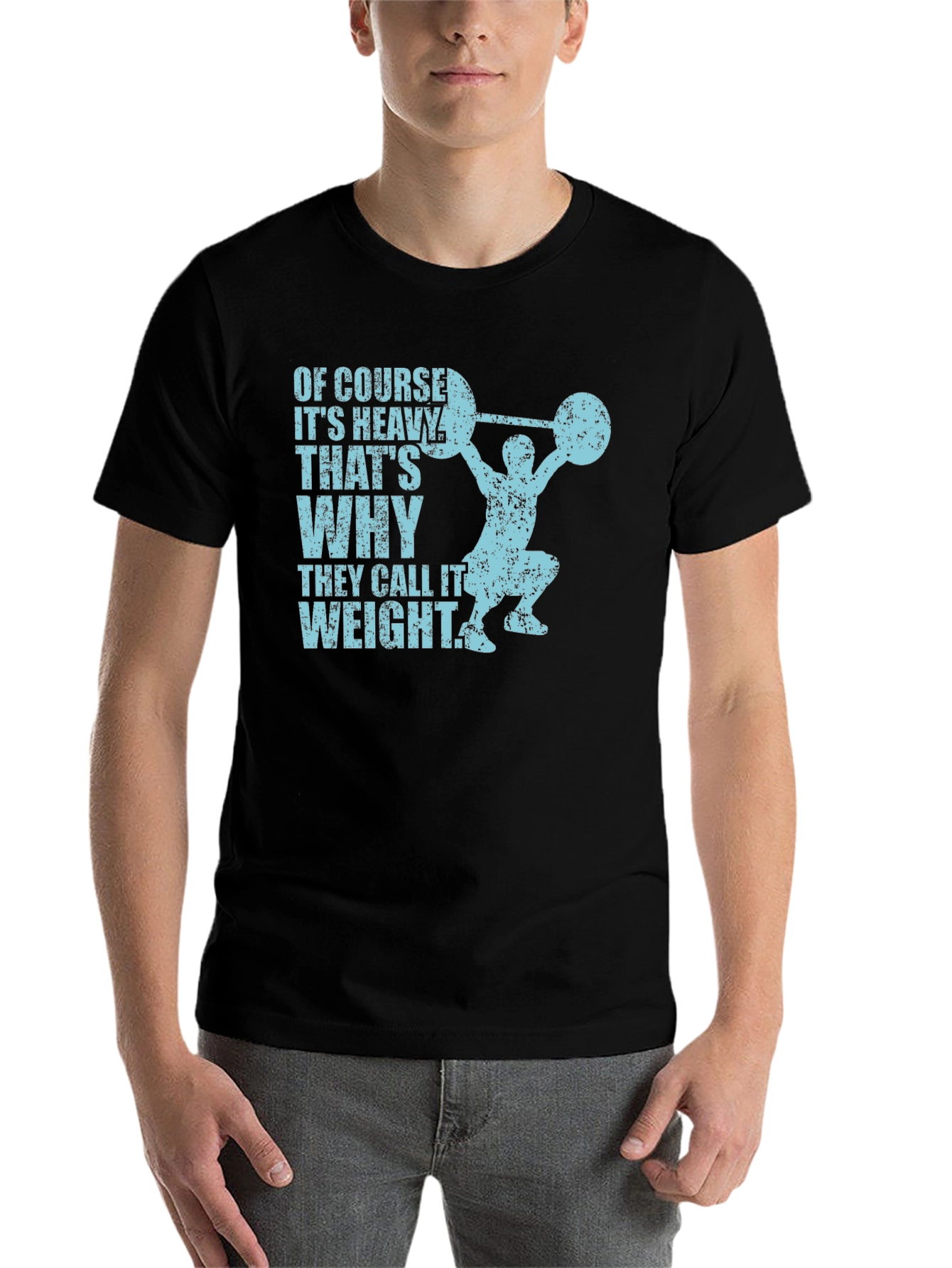 Black Funny Weightlifting T-Shirt: "Of Course It's Heavy" view 7