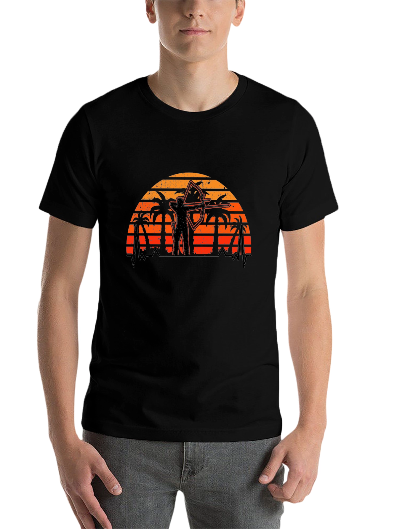 Black Archer Sunset Graphic Tee - Tropical Archery Shirt view 7