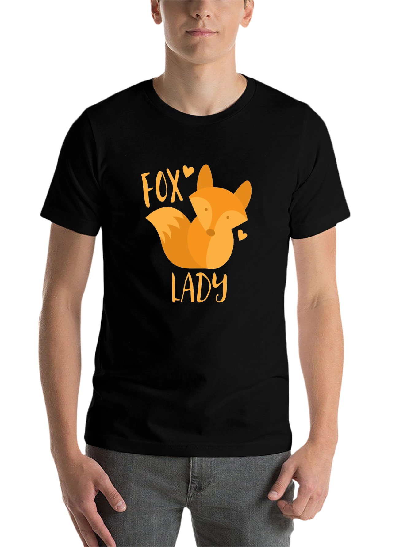 Black Fox Lady Graphic T-Shirt - Fun Animal Design view 7