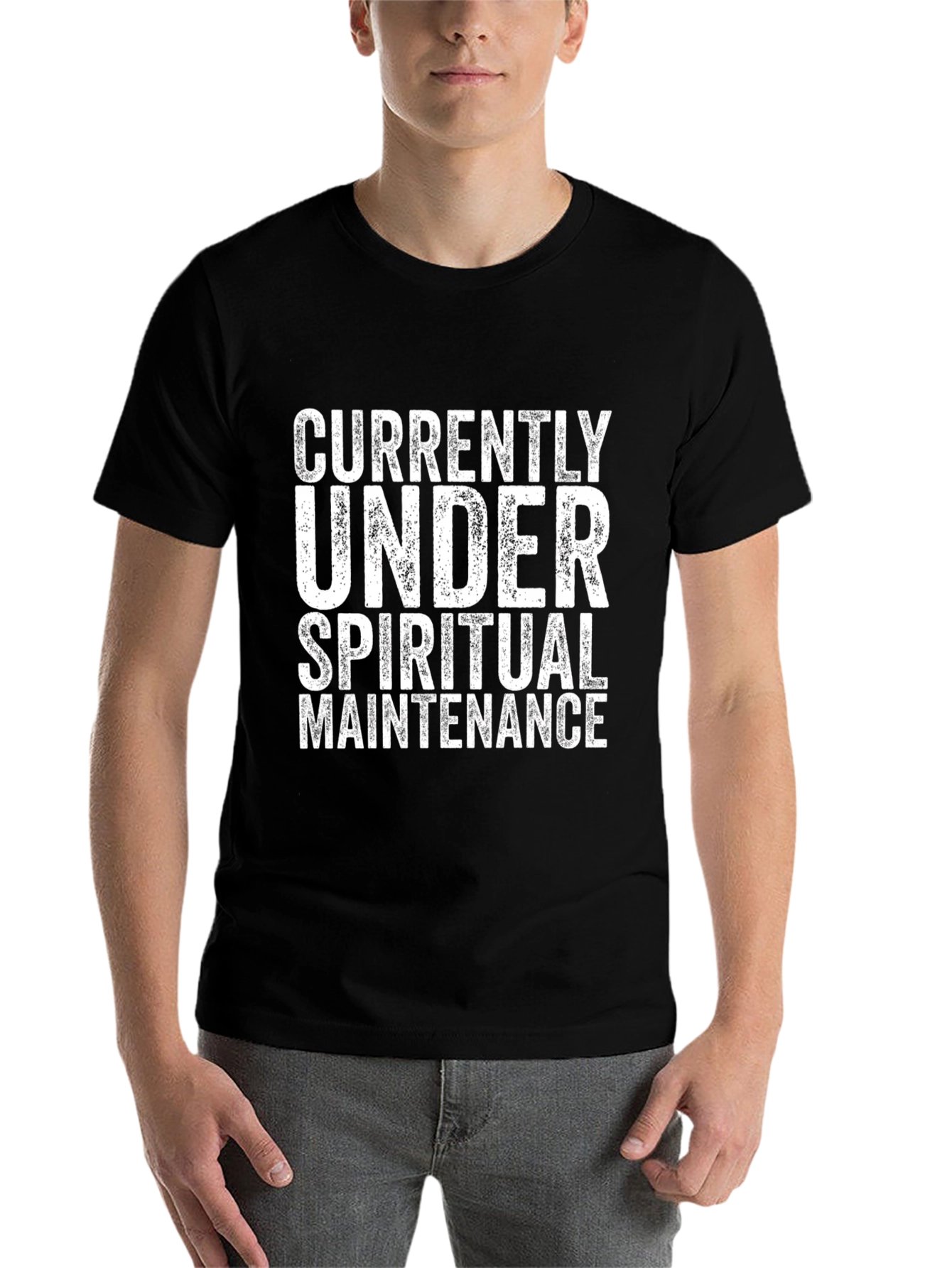 Black Spiritual Maintenance T-Shirt - Black Cotton Tee view 7