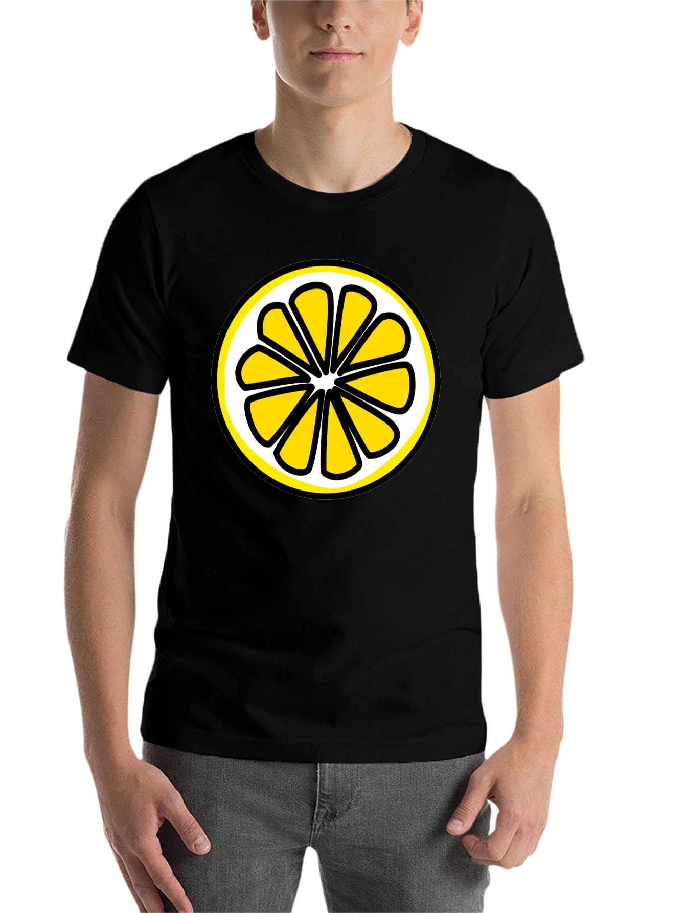Black Lemon Slice Graphic T-Shirt - Black Cotton Tee view 7